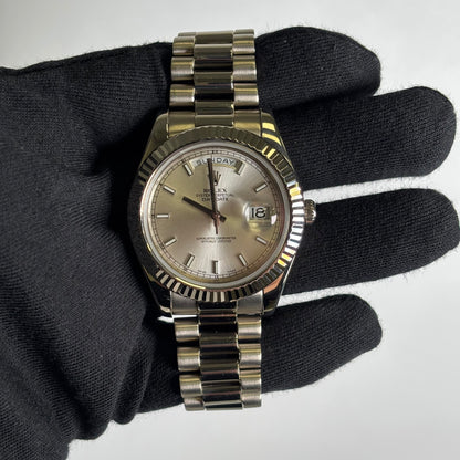 Rolex Day-Date 41mm Silver Dial Watch Ref# 218239 - Happy Jewelers Fine Jewelry Lifetime Warranty