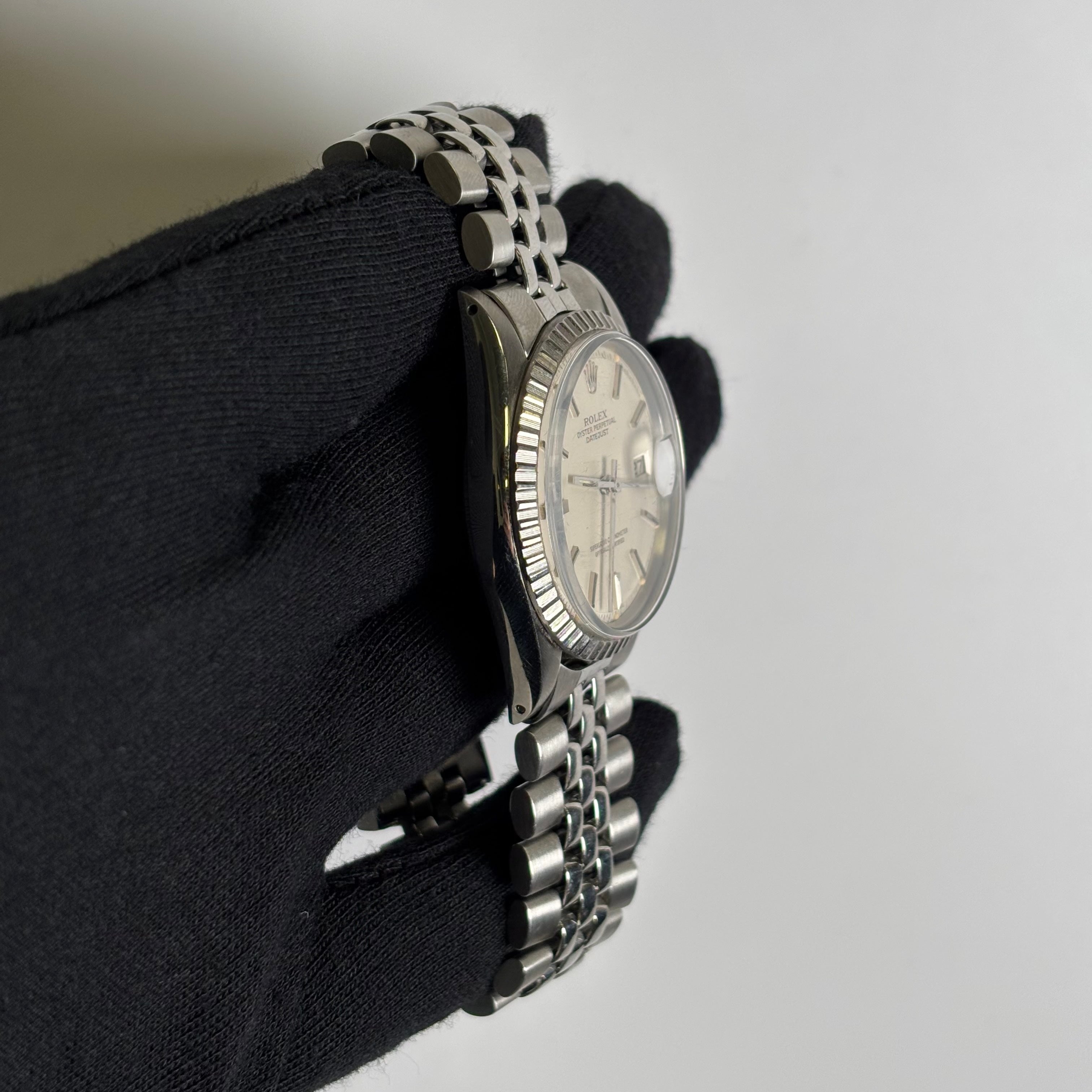 Rolex Datejust 36mm Silver Stick Dial Watch Ref# 1603 - Happy Jewelers Fine Jewelry Lifetime Warranty