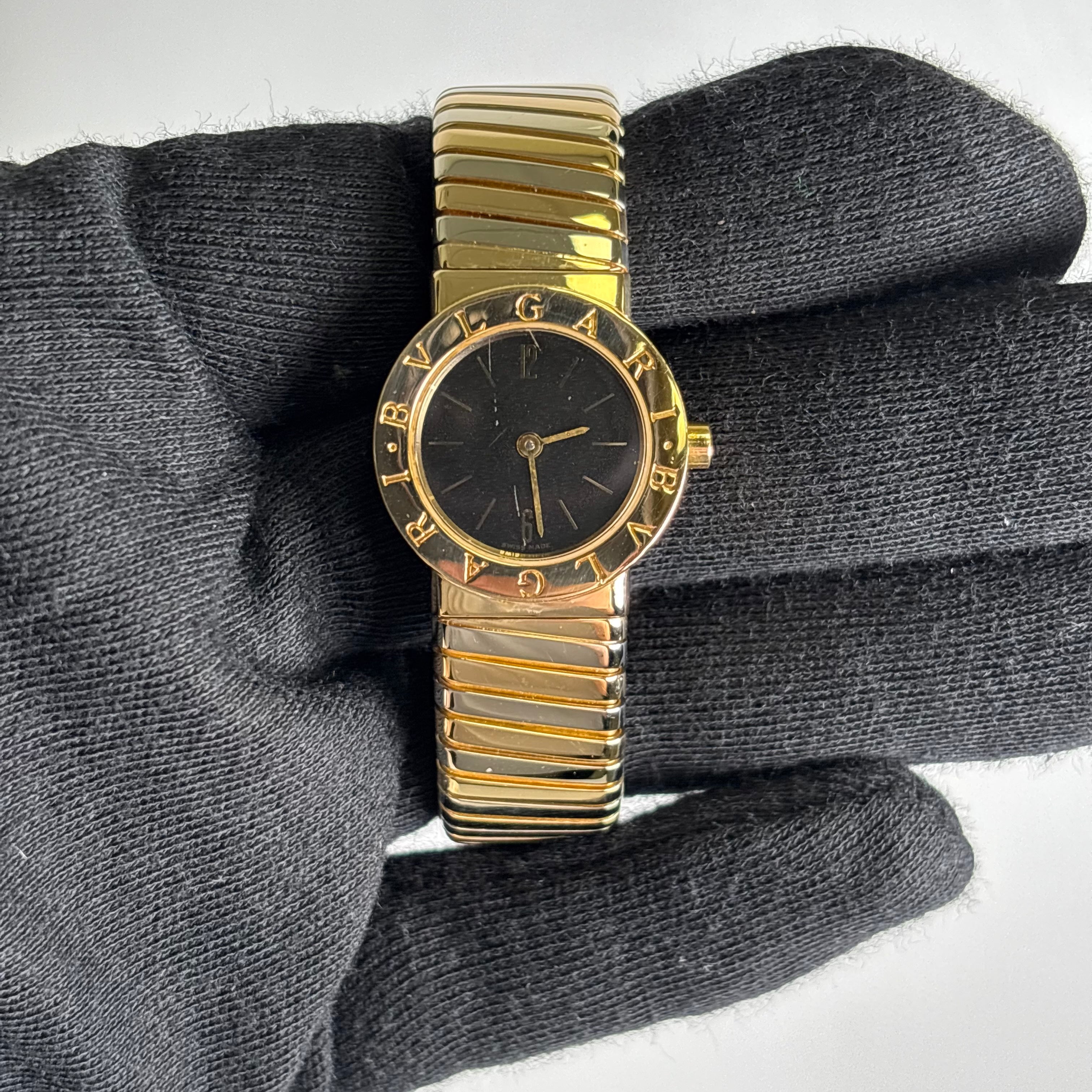 Bvlgari Tubagos 26mm Black Dial Watch Ref# BB232T - Happy Jewelers Fine Jewelry Lifetime Warranty