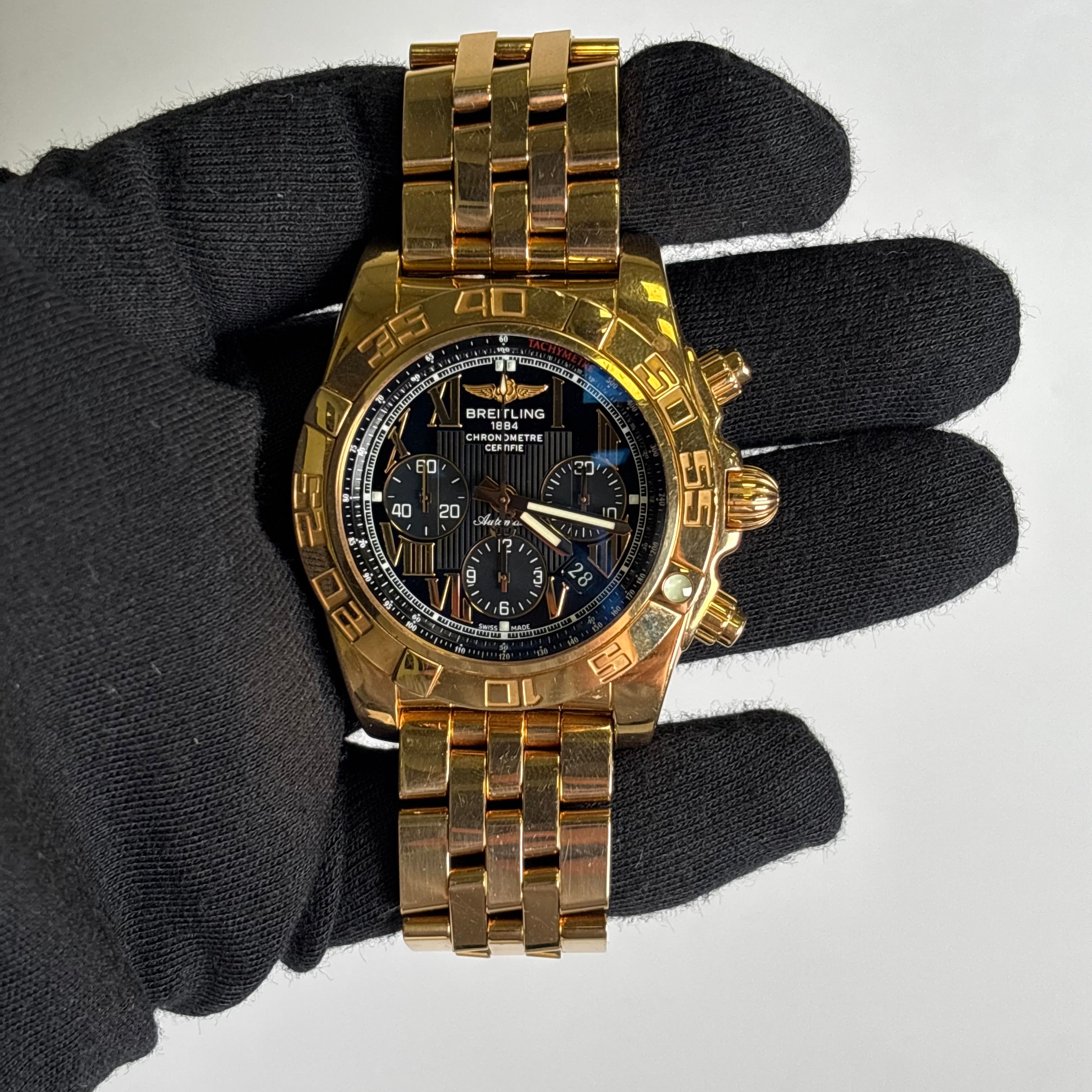 Breitling Chronomat 43.5mm Black Dial Watch Ref# HB0110 - Happy Jewelers Fine Jewelry Lifetime Warranty