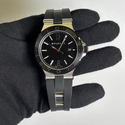 Bvlgari Diagono 42mm Black Dial Watch Ref# DG 42 SC - Happy Jewelers Fine Jewelry Lifetime Warranty