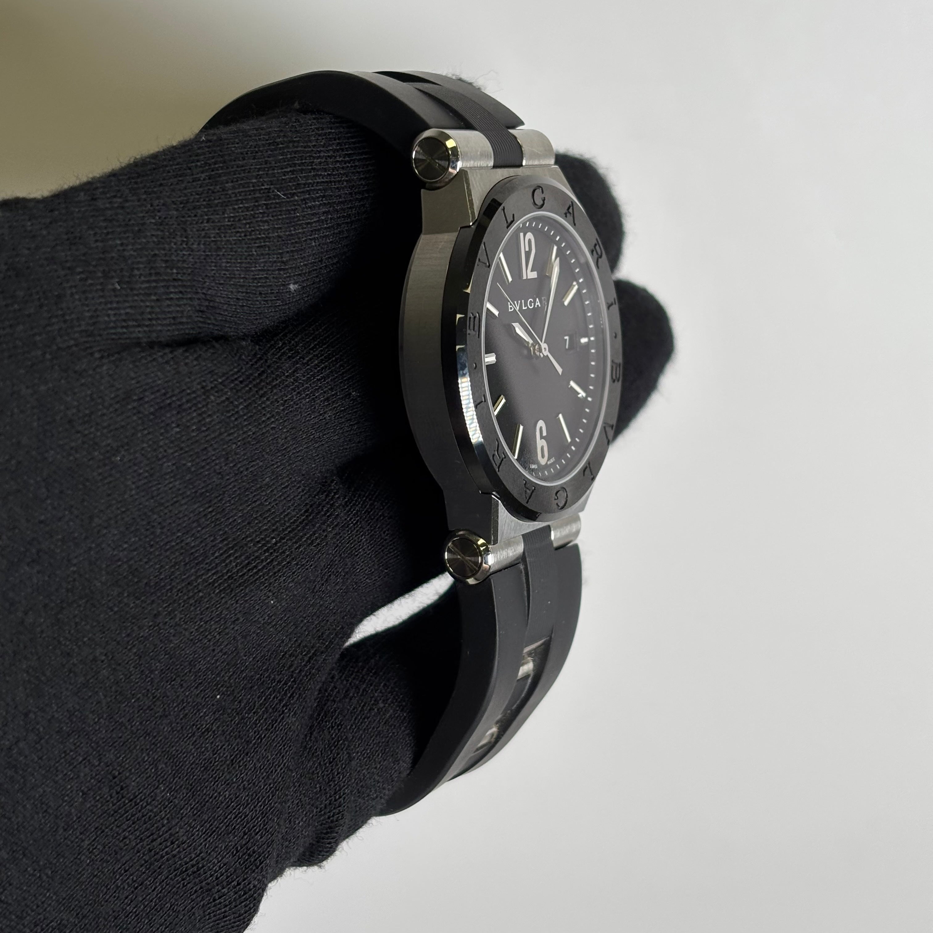 Bvlgari Diagono 42mm Black Dial Watch Ref# DG 42 SC - Happy Jewelers Fine Jewelry Lifetime Warranty