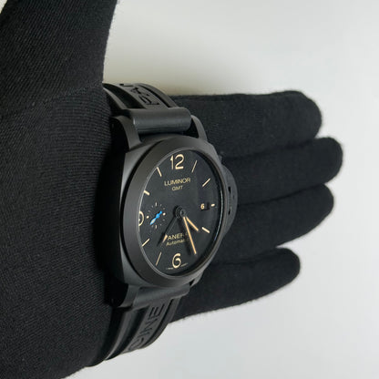 Panerai Luminor GMT 44mm Black Dial Watch Ref# PAM01441 - Happy Jewelers Fine Jewelry Lifetime Warranty