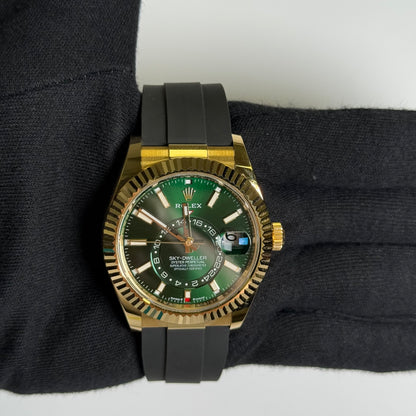 Rolex Sky-Dweller 42mm Green Dial Watch Ref# 336238 - Happy Jewelers Fine Jewelry Lifetime Warranty