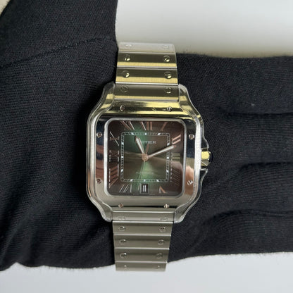 Cartier Santos 39.8mm Green Dial Watch Ref# WSSA0062 - Happy Jewelers Fine Jewelry Lifetime Warranty