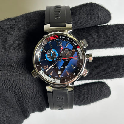 Louis Vuitton Tambour 44mm Blue Dial Watch Ref# Q102D - Happy Jewelers Fine Jewelry Lifetime Warranty