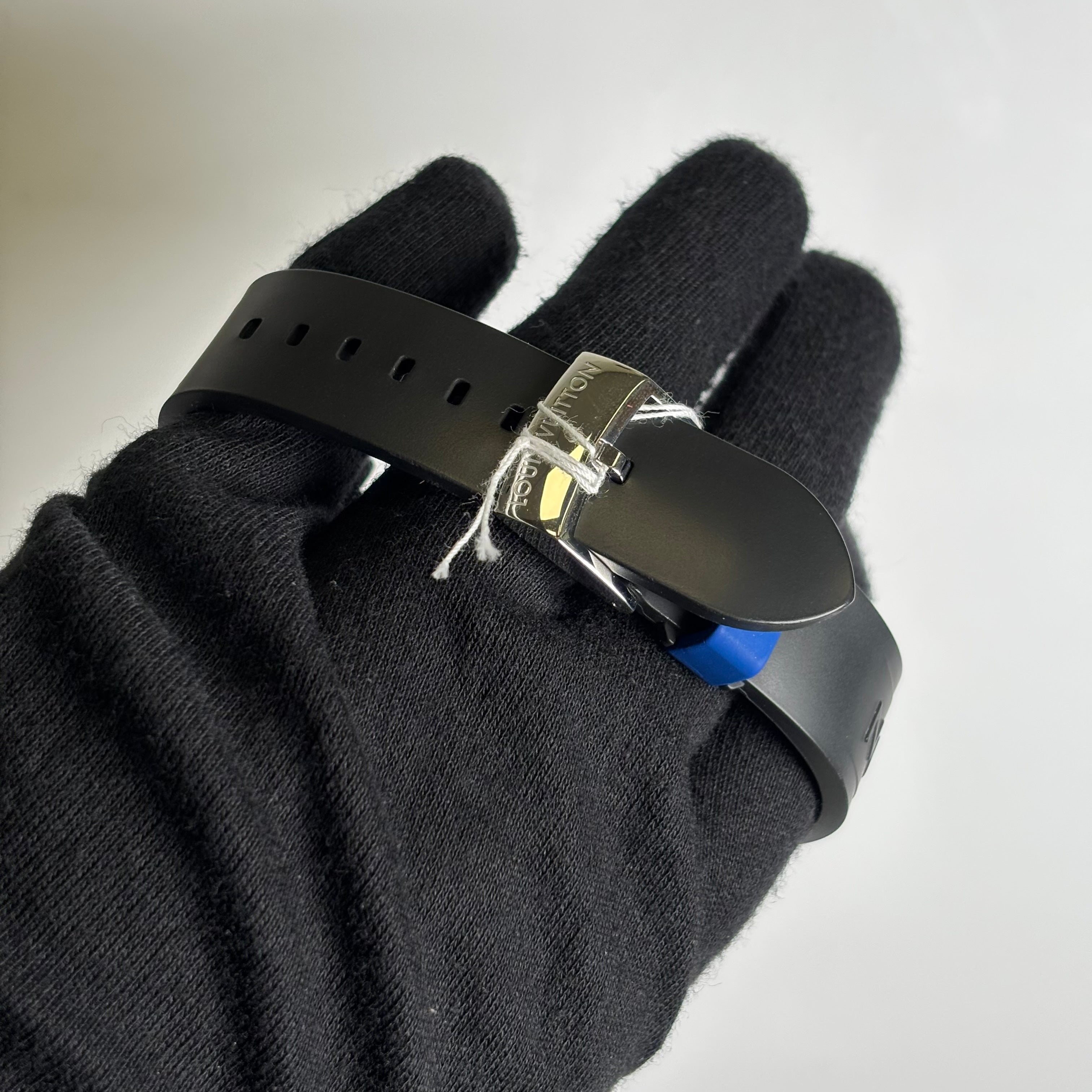 Louis Vuitton Tambour 44mm Blue Dial Watch Ref# Q102D - Happy Jewelers Fine Jewelry Lifetime Warranty