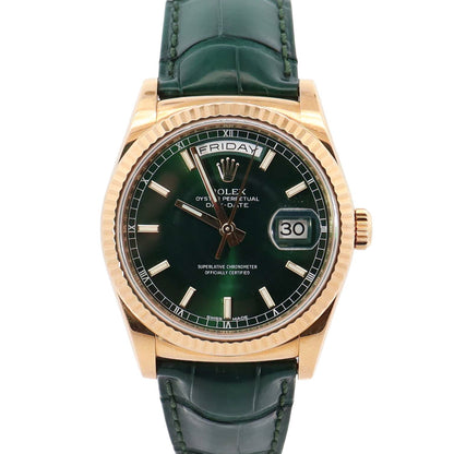 Rolex Day-Date 36mm Green Dial Watch Ref# 118138 - Happy Jewelers Fine Jewelry Lifetime Warranty