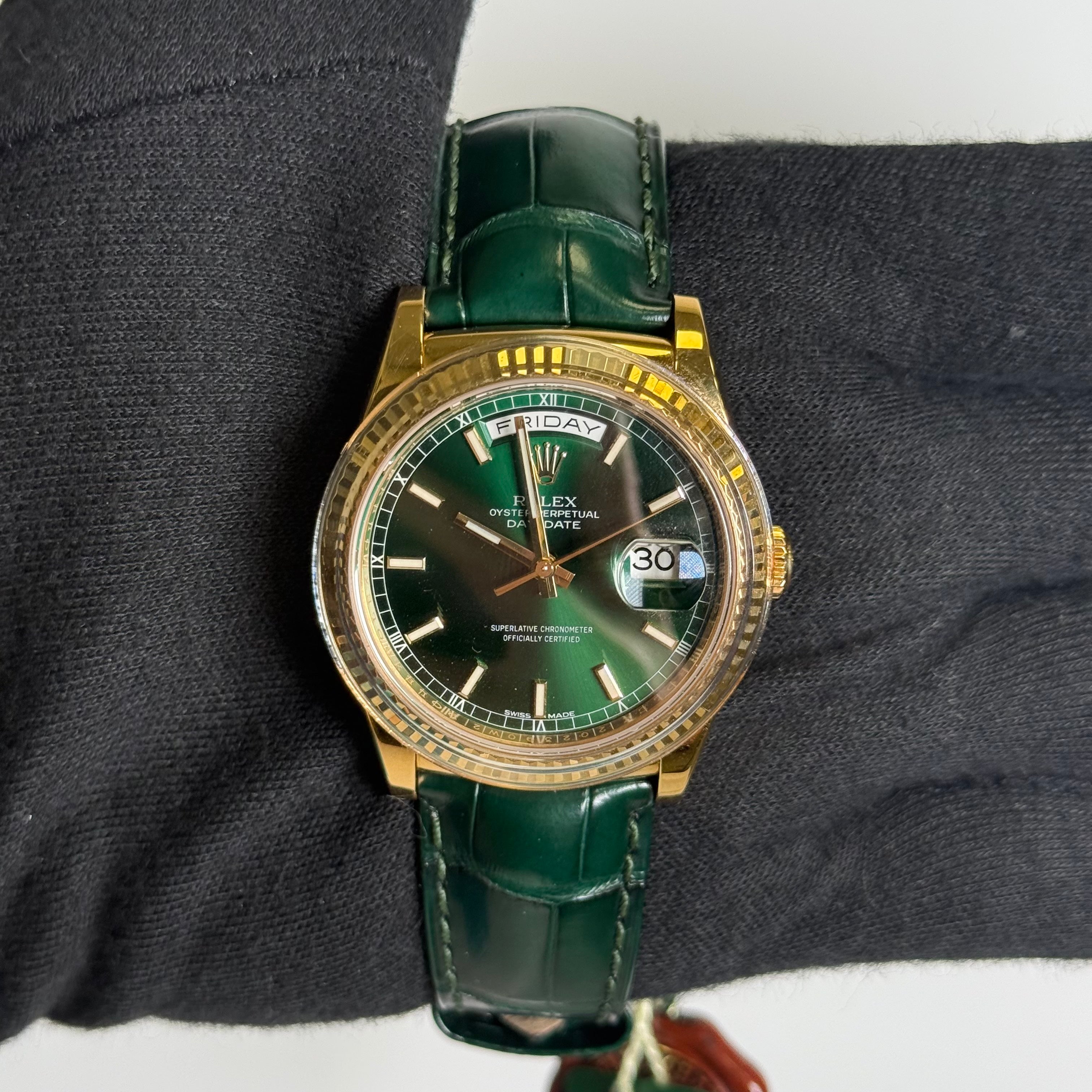 Rolex Day-Date 36mm Green Dial Watch Ref# 118138 - Happy Jewelers Fine Jewelry Lifetime Warranty