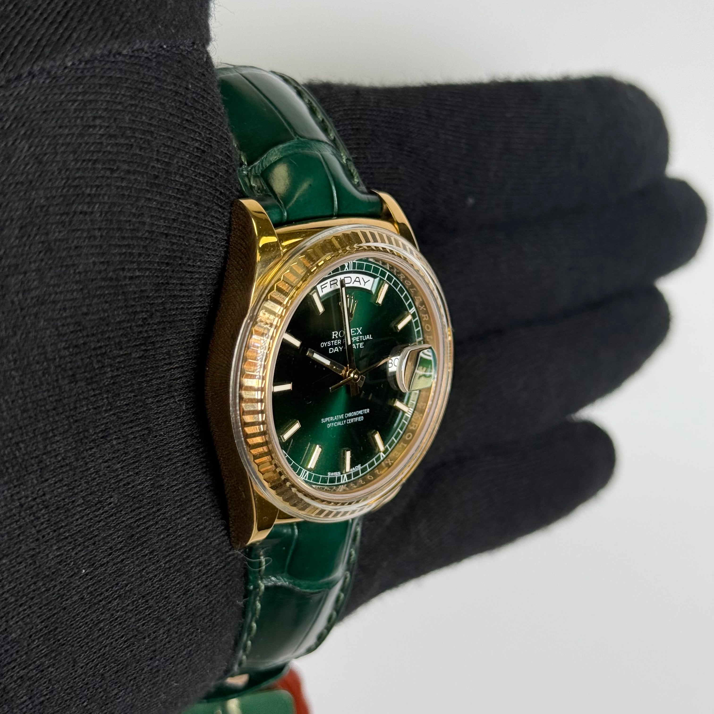 Rolex Day-Date 36mm Green Dial Watch Ref# 118138 – Happy Jewelers