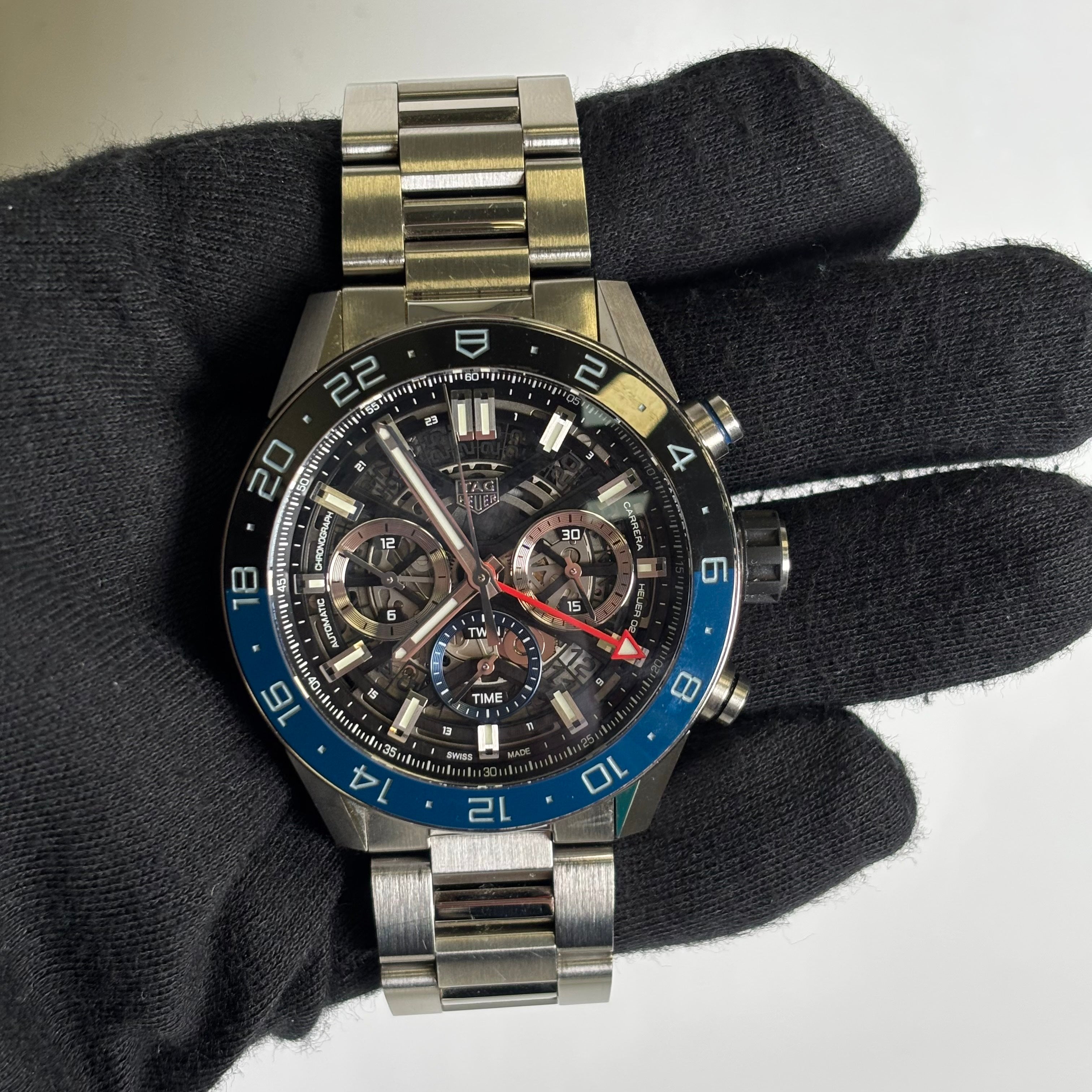 Tag Heuer Carrera 44mm Openwork Dial Watch Ref# CBG2A1Z - Happy Jewelers Fine Jewelry Lifetime Warranty