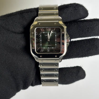 Cartier Santos 39.8mm Green Dial Watch Ref# WSSA0062 - Happy Jewelers Fine Jewelry Lifetime Warranty