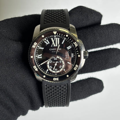 Cartier Calibre 42mm Black Dial Watch Ref# W7100056 - Happy Jewelers Fine Jewelry Lifetime Warranty