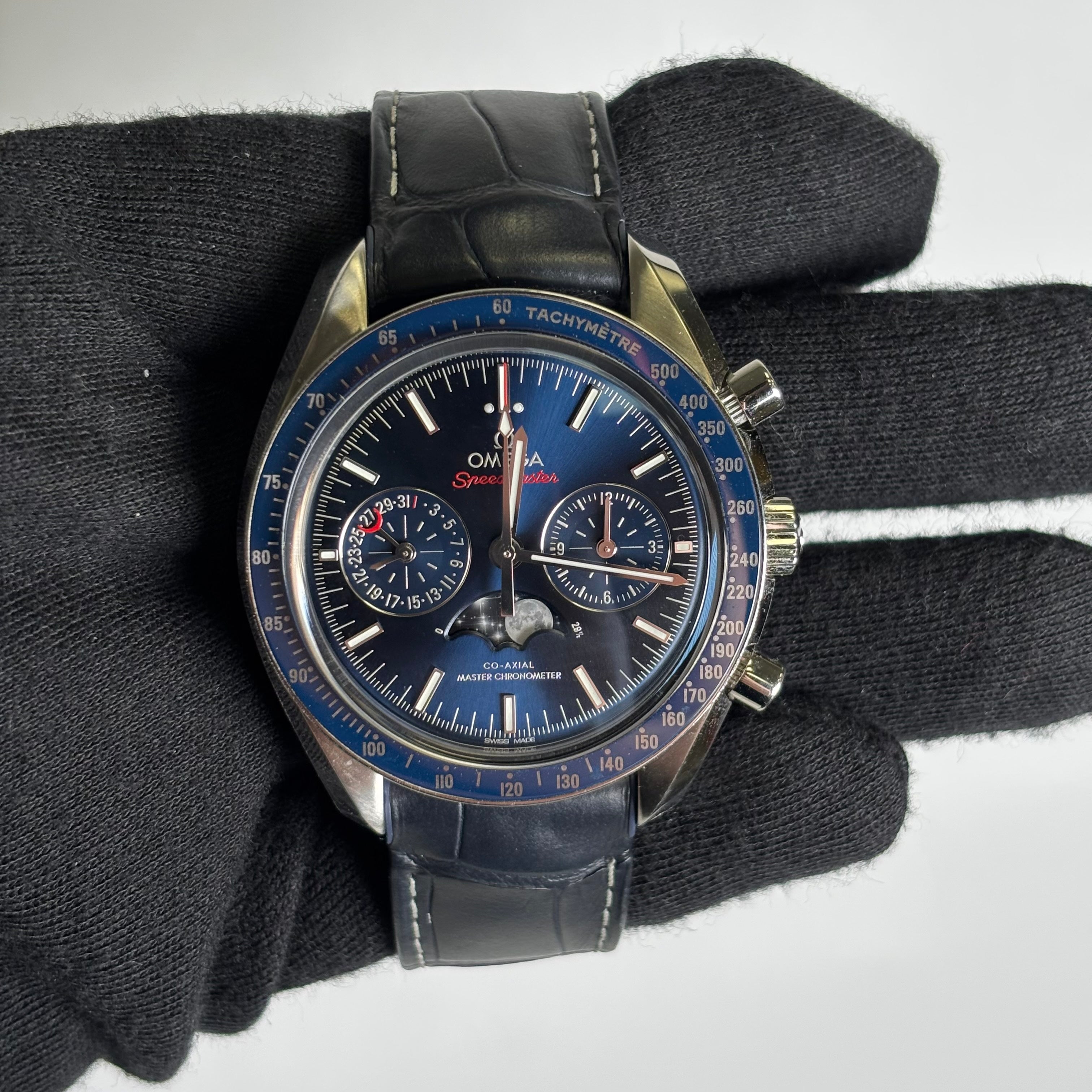 Omega Speedmaster 44.25mm Blue Dial Watch Ref# 304.33.44.52.03.001 - Happy Jewelers Fine Jewelry Lifetime Warranty