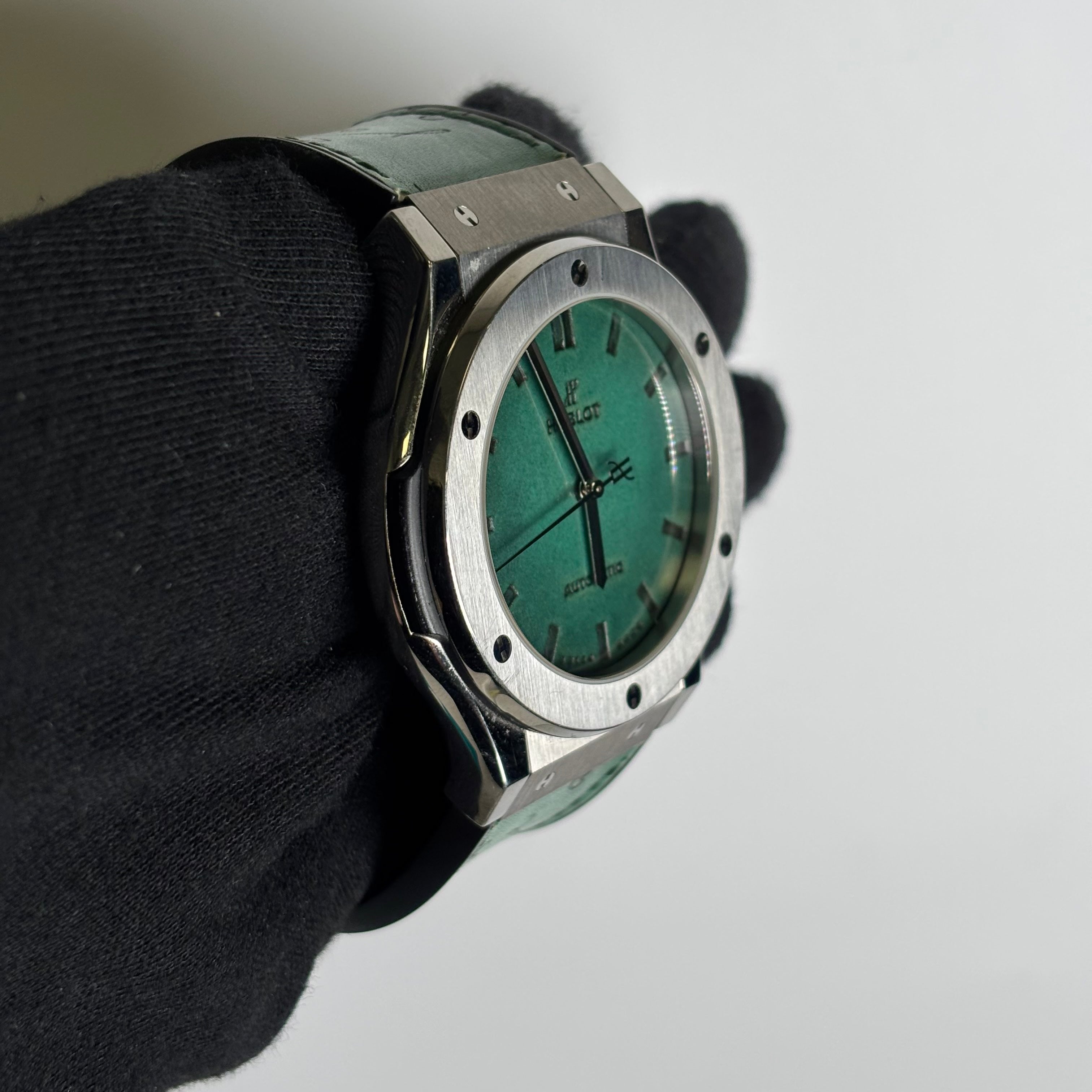 Hublot Classic Fusion 45mm Green Dial Watch Ref# 511.NX.050G.VR.BER16 - Happy Jewelers Fine Jewelry Lifetime Warranty