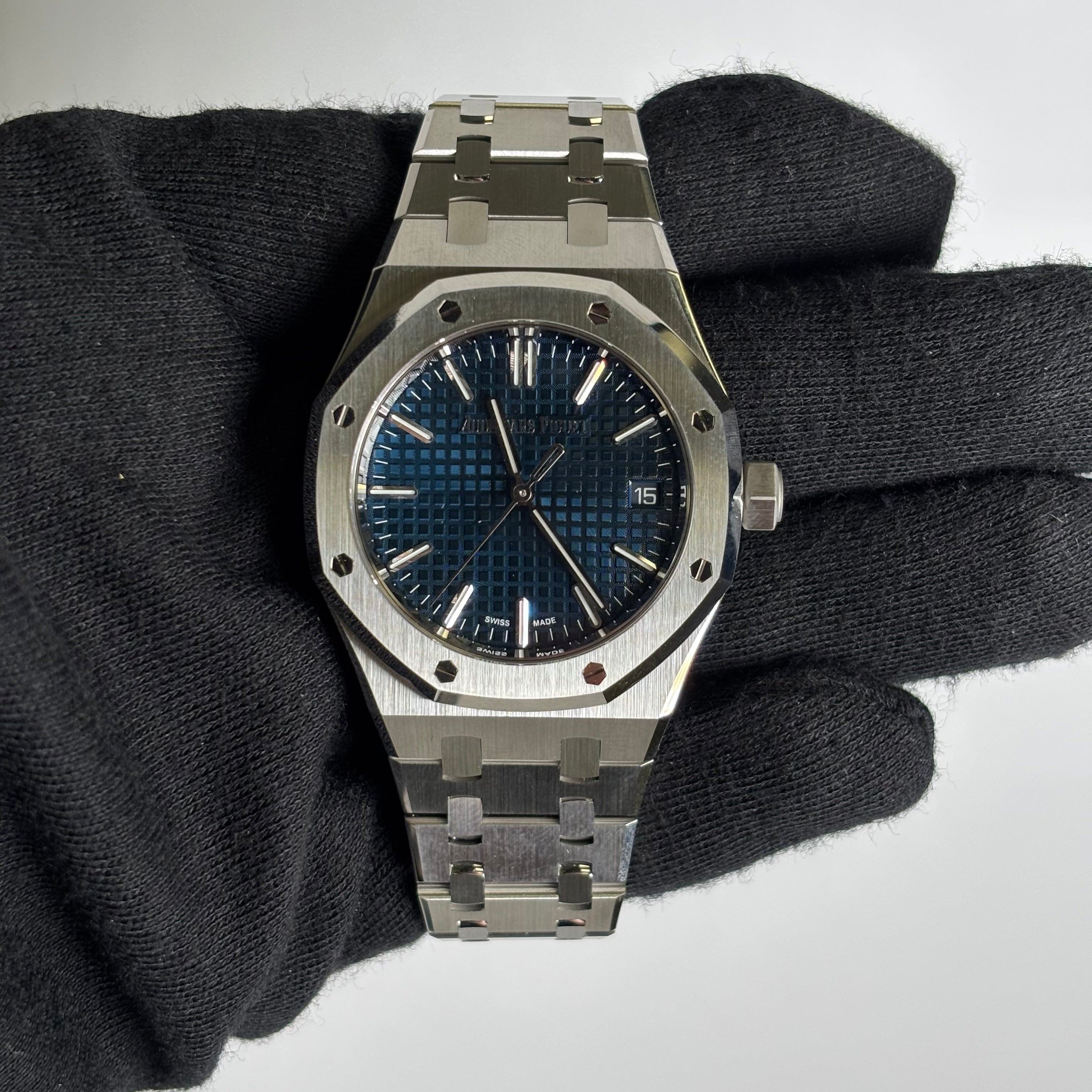 Audemars Piguet Royal Oak 37mm Blue Dial Watch Ref# 15550ST.OO.1356ST.06 - Happy Jewelers Fine Jewelry Lifetime Warranty