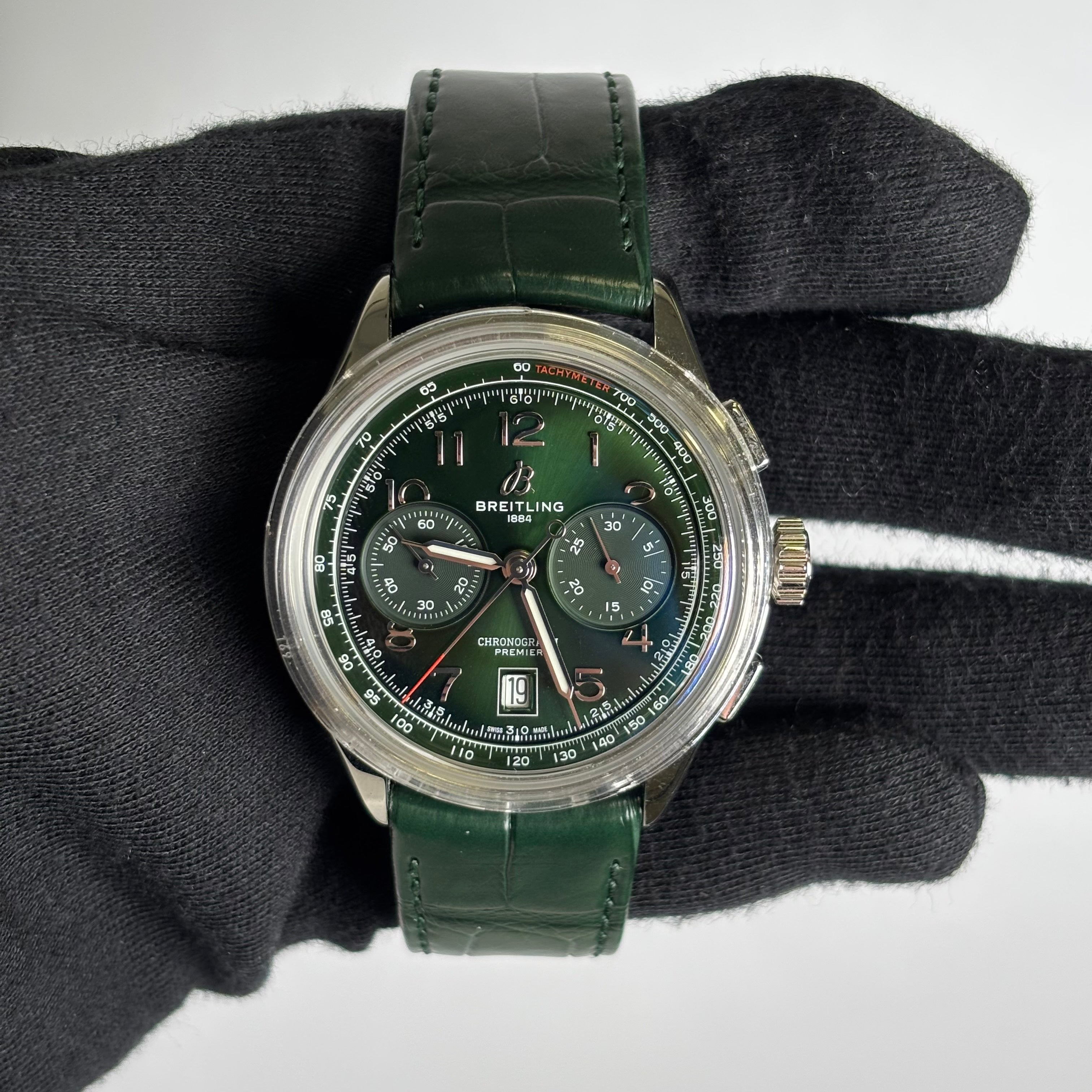 Breitling Premier 42mm Green Dial Watch Ref# AB0145 - Happy Jewelers Fine Jewelry Lifetime Warranty