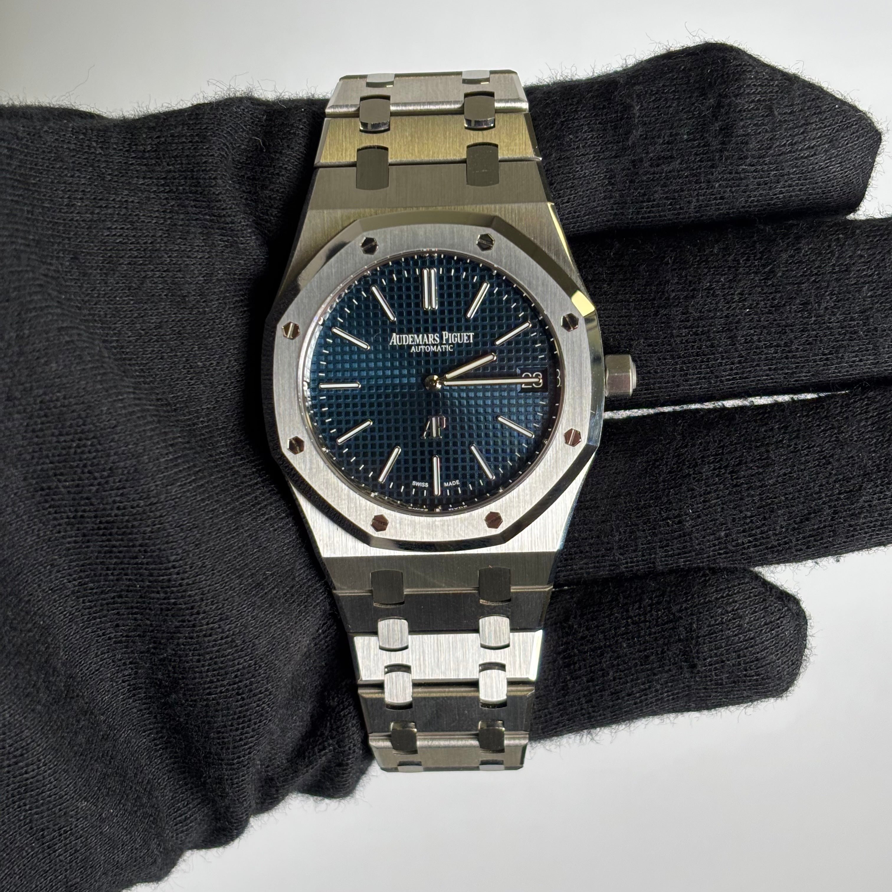 Audemars Piguet Royal Oak 39mm Blue Dial Watch Ref# 16202ST.OO.1240ST.01 - Happy Jewelers Fine Jewelry Lifetime Warranty