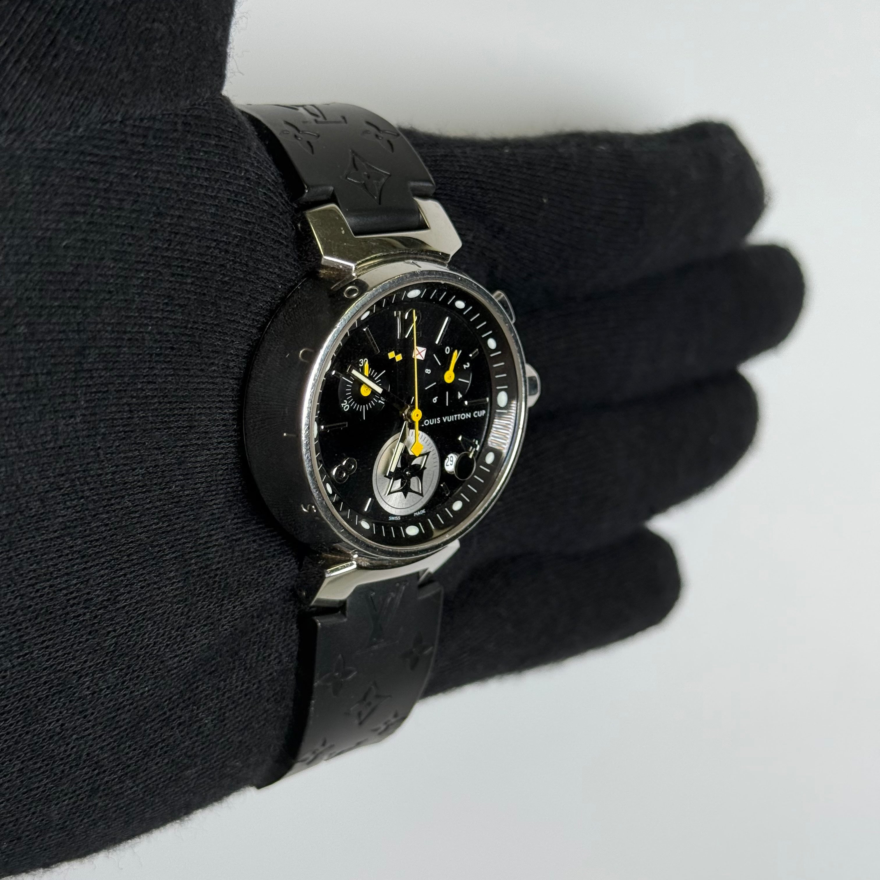 Louis Vuitton Cup 34mm Black Dial Watch Ref# Q132G - Happy Jewelers Fine Jewelry Lifetime Warranty