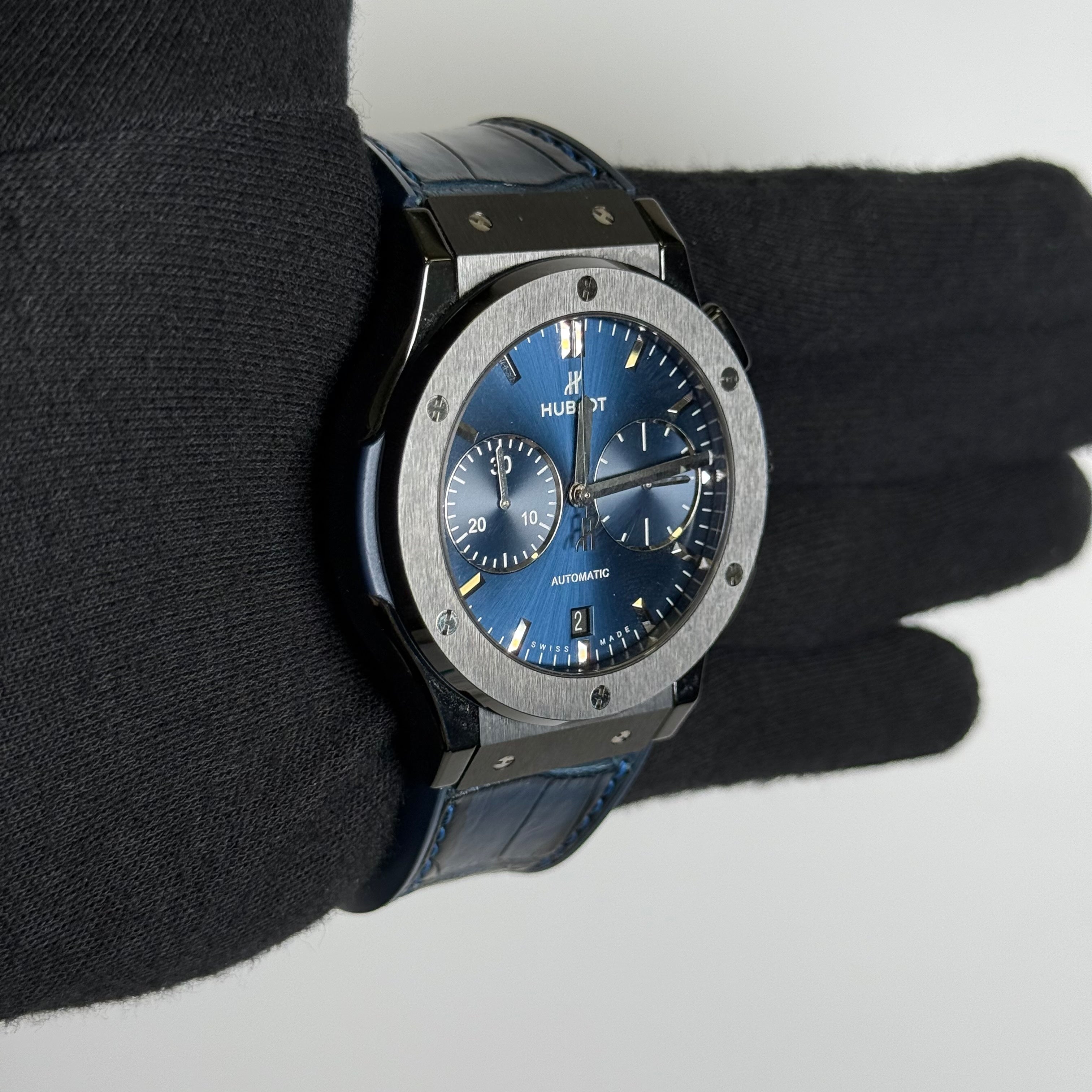Hublot Classic 42mm Blue Dial Watch Ref# 541.CM.7170.RX - Happy Jewelers Fine Jewelry Lifetime Warranty