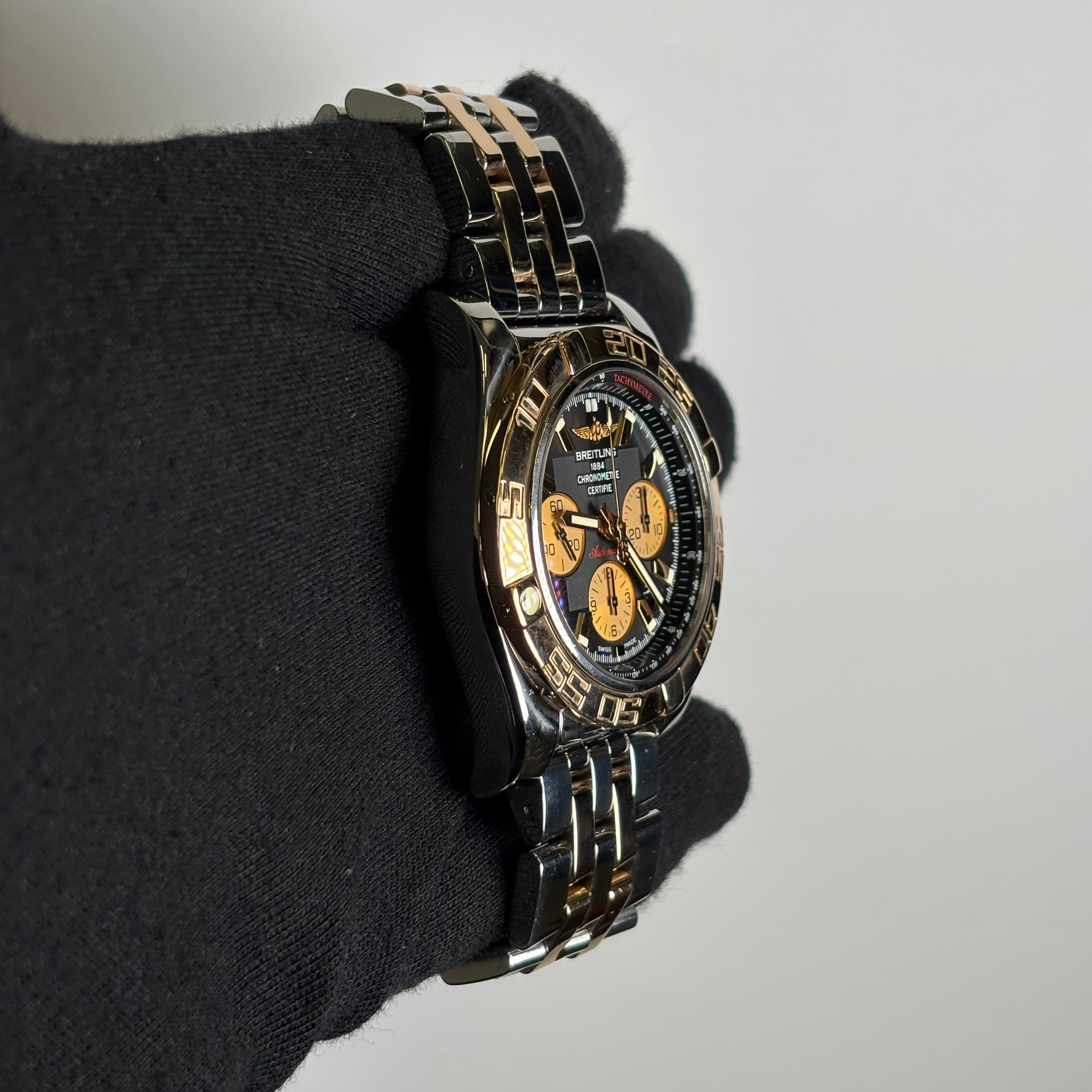 Breitling Chronomat 44mm Black Dial Watch Ref# CB0110 - Happy Jewelers Fine Jewelry Lifetime Warranty