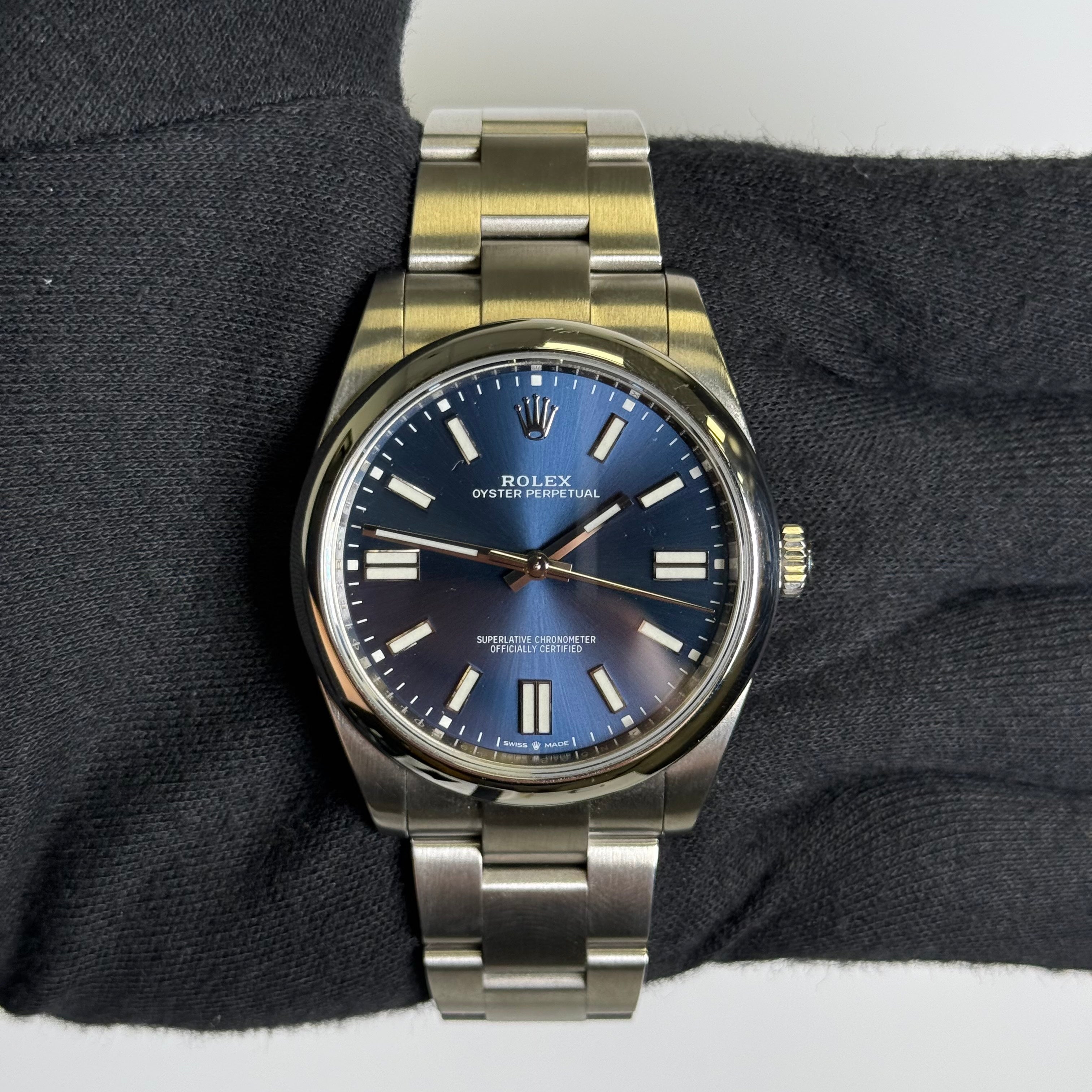 Rolex Oyster Perpetual 41mm Blue Dial Watch Ref# 124300 - Happy Jewelers Fine Jewelry Lifetime Warranty