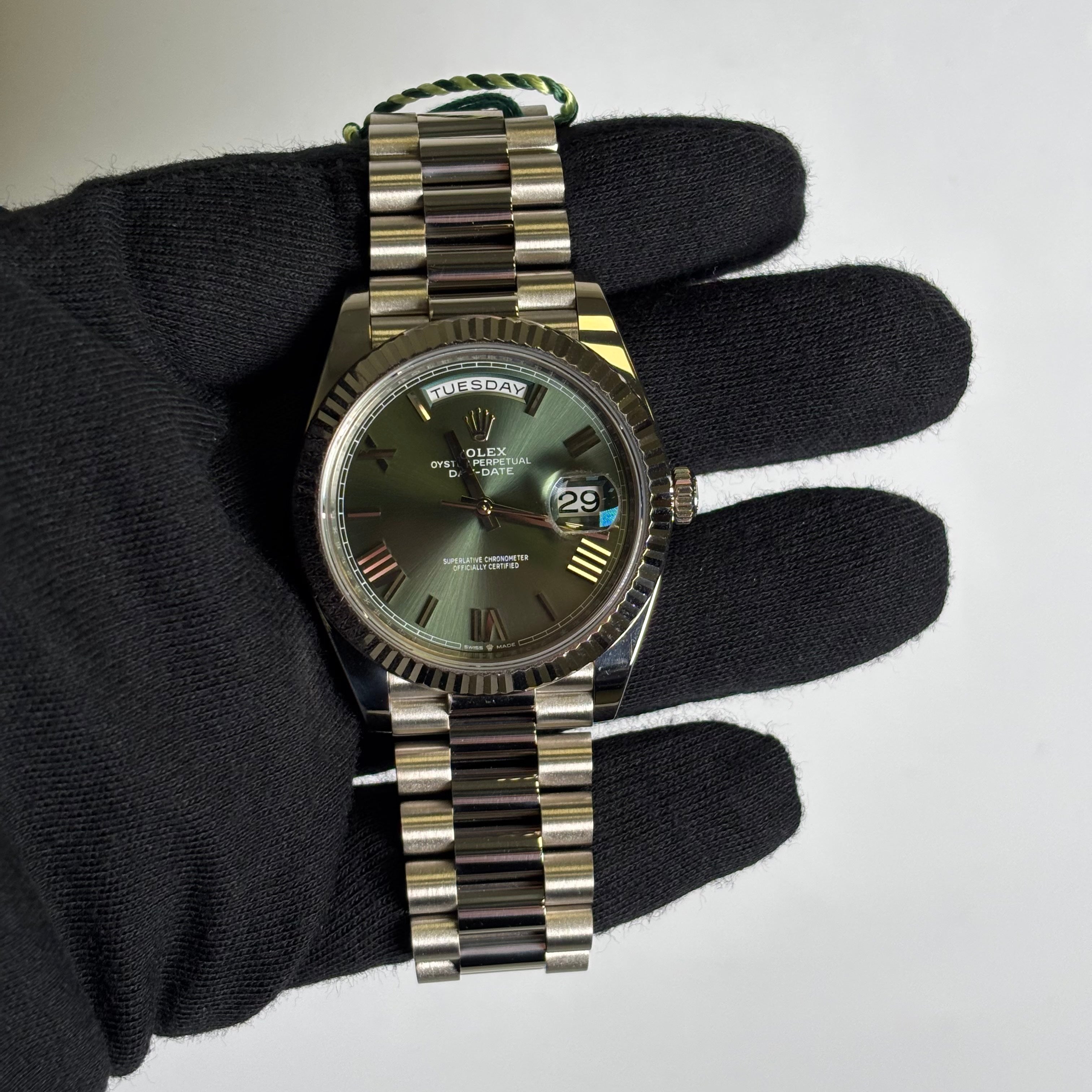 Rolex Day-Date 40mm Olive Dial Watch Ref# 228239 - Happy Jewelers Fine Jewelry Lifetime Warranty
