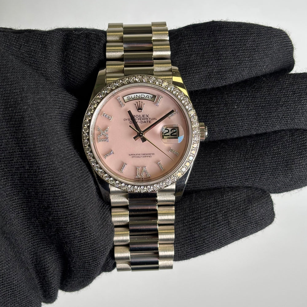 Rolex Day-Date 36mm Pink Dial Watch Ref# 128349RBR