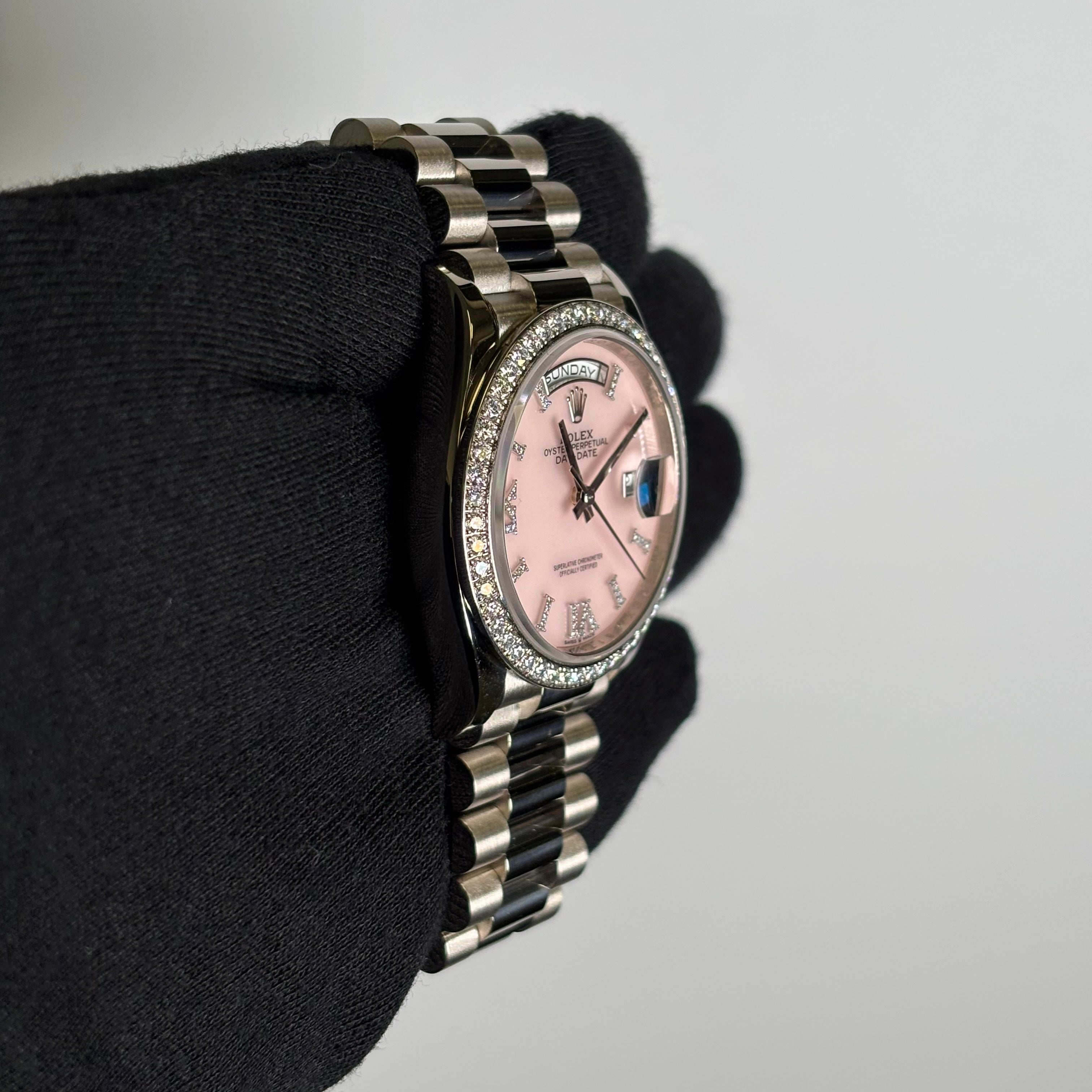 Rolex Day-Date 36mm Pink Dial Watch Ref# 128349RBR - Happy Jewelers Fine Jewelry Lifetime Warranty