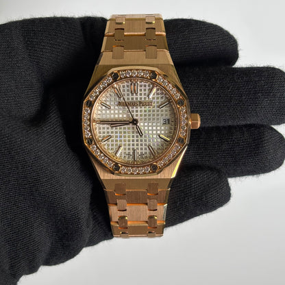 Audemars Piguet Royal Oak 34mm Silver Dial Watch Ref# 77451OR.ZZ.1361OR.03 - Happy Jewelers Fine Jewelry Lifetime Warranty