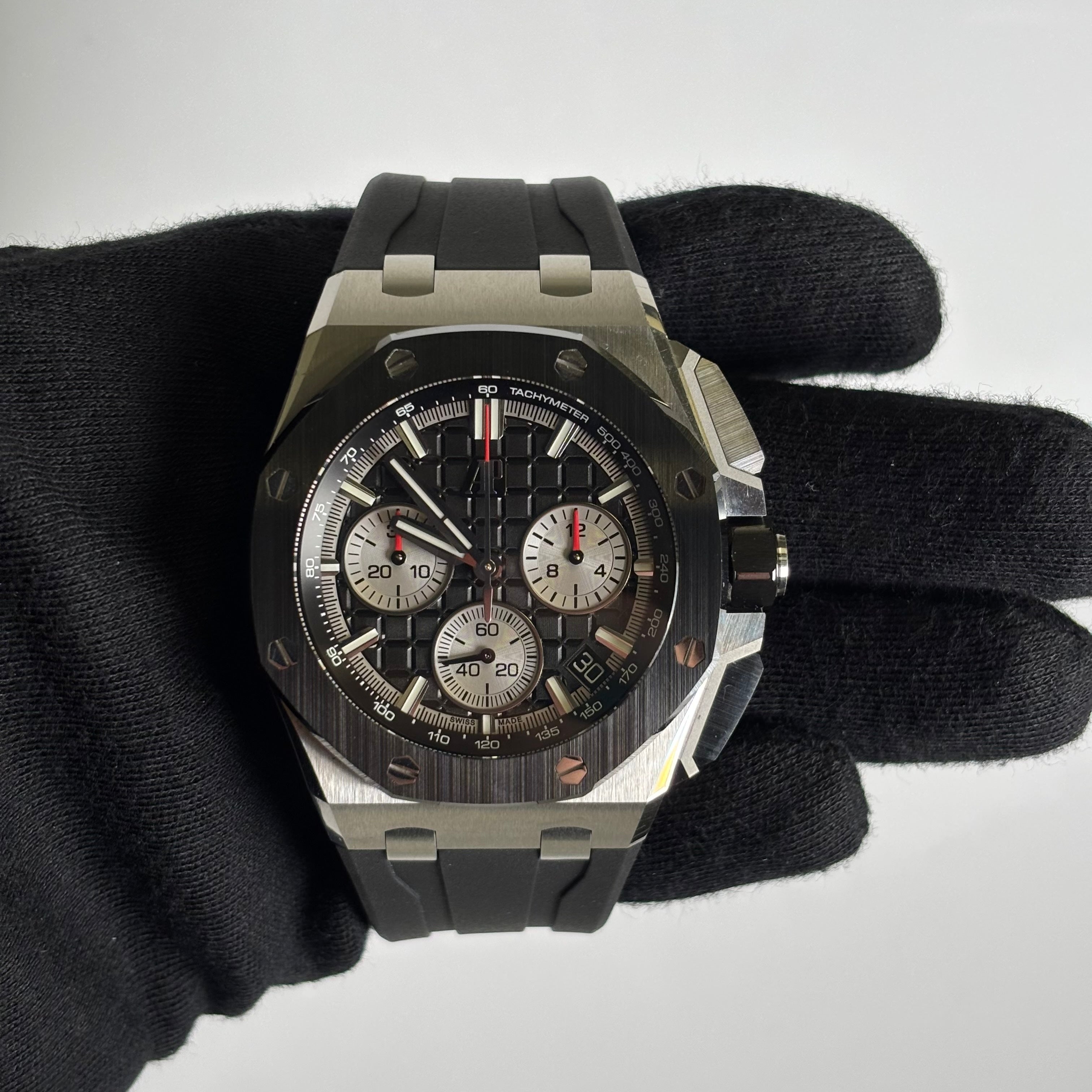 Audemars Piguet Royal Oak 43mm Black Dial Watch Ref# 26420SO.OO.A002CA.01 - Happy Jewelers Fine Jewelry Lifetime Warranty