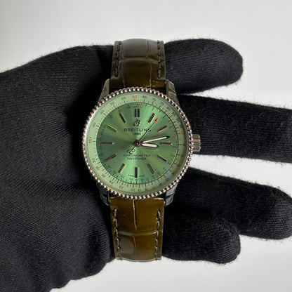 Breitling Navitimer 35mm Green Dial Watch Ref# A17395 - Happy Jewelers Fine Jewelry Lifetime Warranty