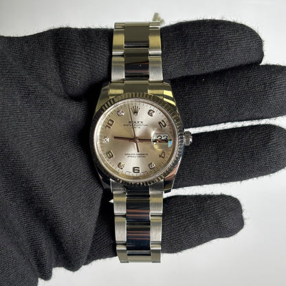 Rolex Oyster Perpetual 34mm Silver Dial Watch Ref# 115234 - Happy Jewelers Fine Jewelry Lifetime Warranty
