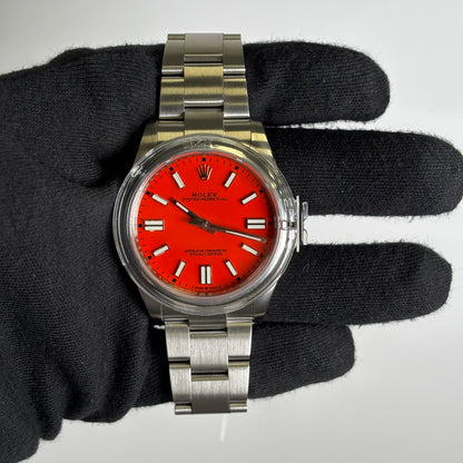 Rolex Oyster Perpetual 41mm Red Dial Watch Ref# 124300 - Happy Jewelers Fine Jewelry Lifetime Warranty