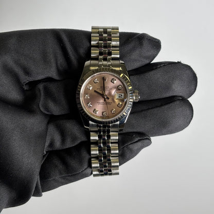 Rolex Datejust 26mm Pink Dial Watch Ref# 179174 - Happy Jewelers Fine Jewelry Lifetime Warranty