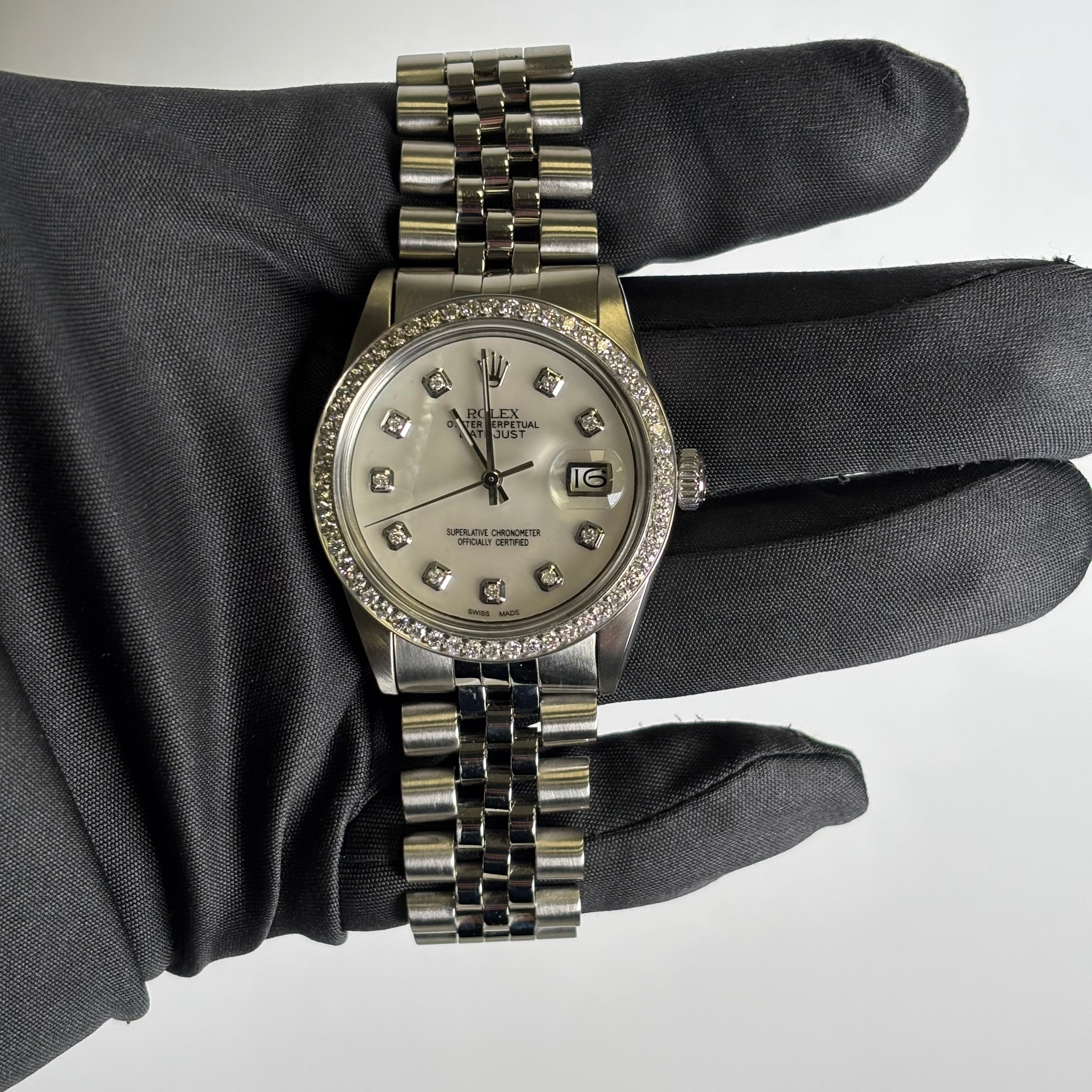 Rolex Datejust 36mm MOP Dial Watch Ref# 1600 - Happy Jewelers Fine Jewelry Lifetime Warranty
