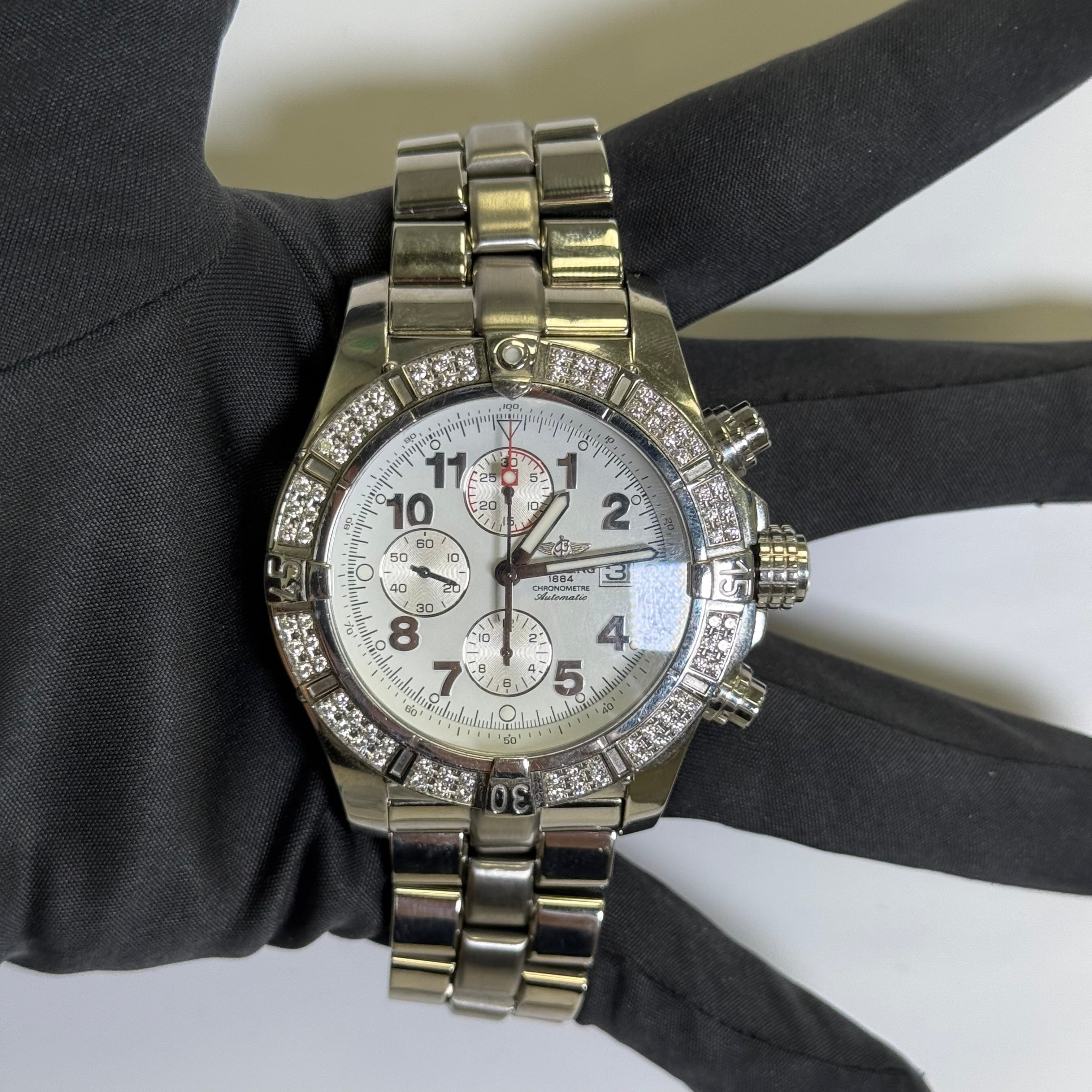 Breitling Super Avenger 48mm White Dial Watch Ref# A13370 – Happy