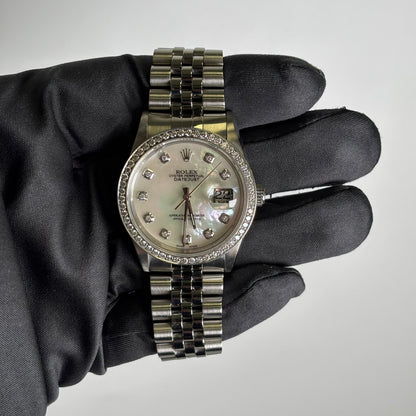 Rolex Datejust 36mm MOP Dial Watch Ref# 16220 - Happy Jewelers Fine Jewelry Lifetime Warranty
