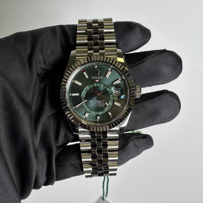 Rolex Sky-Dweller 42mm Green Dial Watch Ref# 336934 - Happy Jewelers Fine Jewelry Lifetime Warranty