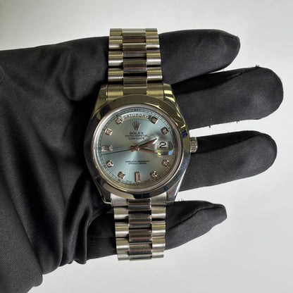 Rolex Day-Date 41mm Blue Dial Watch Ref# 218206 - Happy Jewelers Fine Jewelry Lifetime Warranty