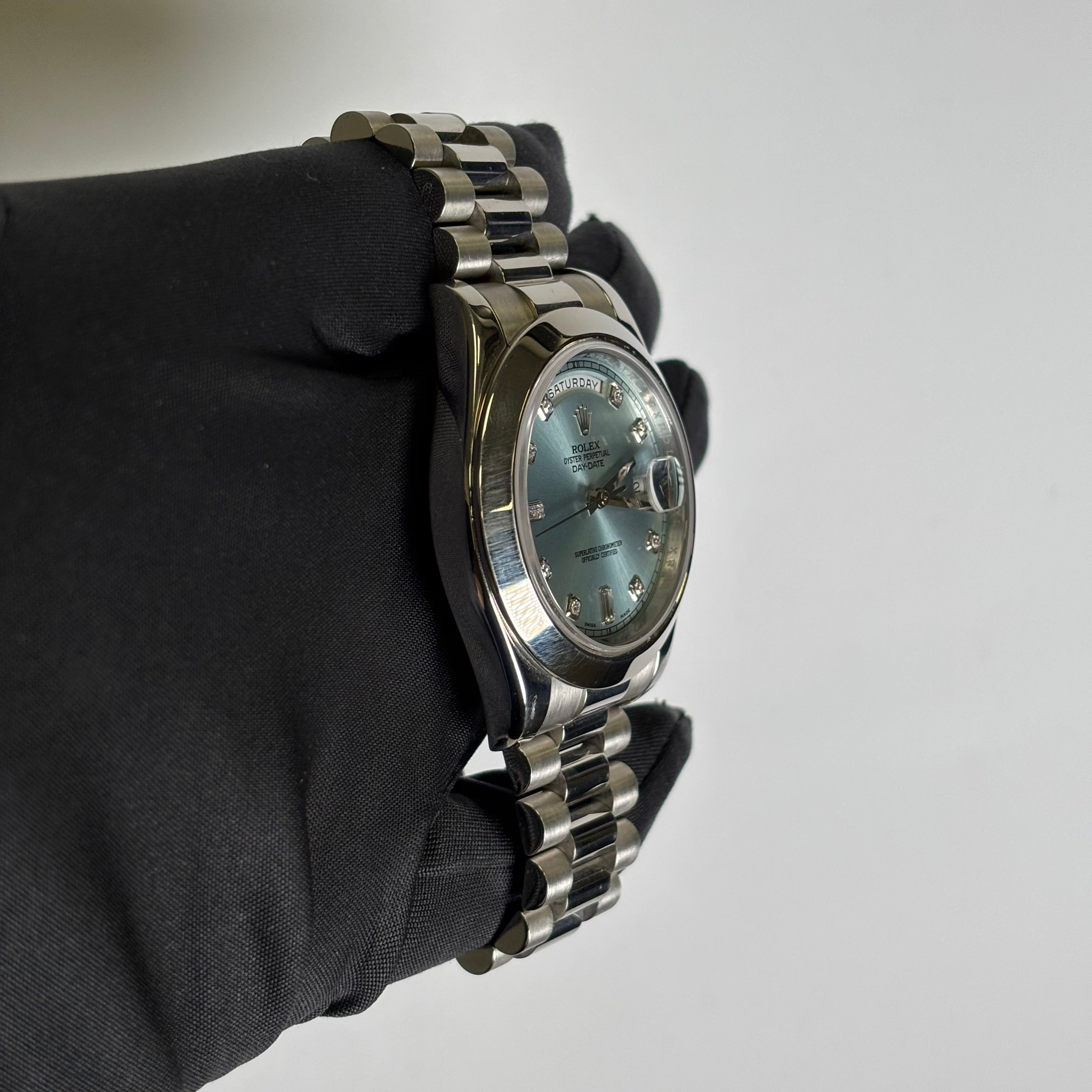 Rolex Day-Date 41mm Blue Dial Watch Ref# 218206 - Happy Jewelers Fine Jewelry Lifetime Warranty