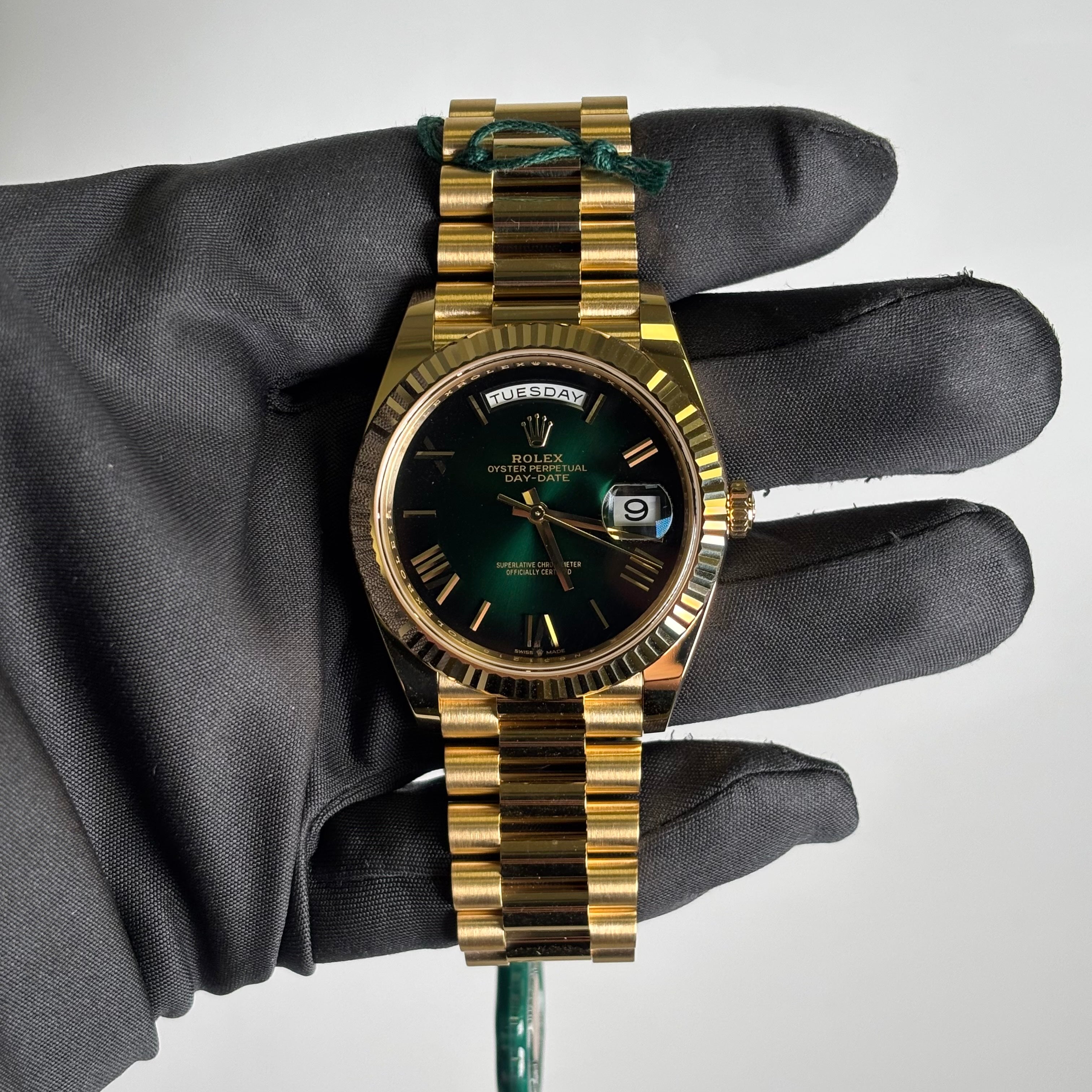 Rolex Day-Date 40mm Green Dial Watch Ref# 228238 - Happy Jewelers Fine Jewelry Lifetime Warranty