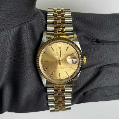 Rolex Datejust 36mm Champagne Dial Watch Ref# 16233 - Happy Jewelers Fine Jewelry Lifetime Warranty