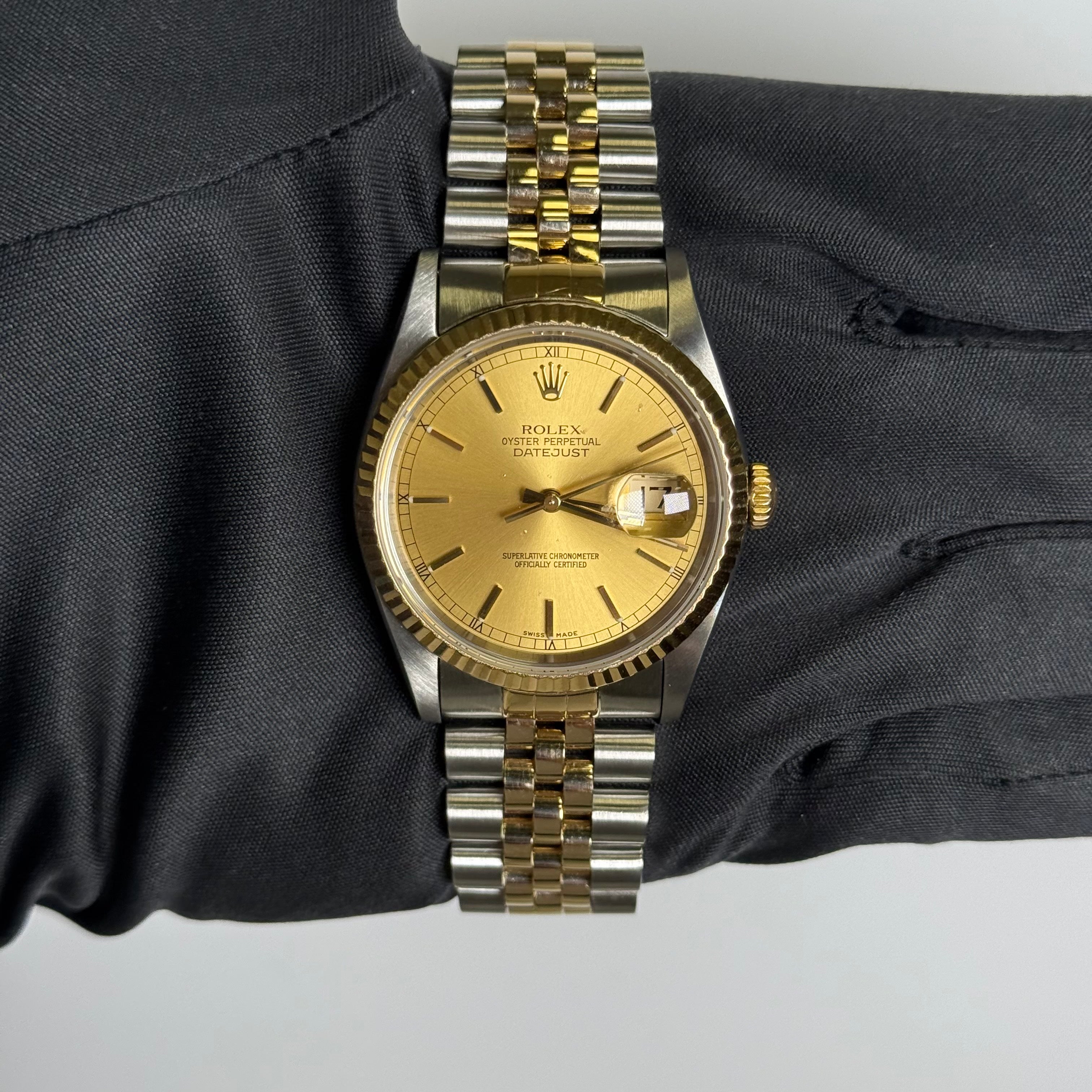 Rolex Datejust 36mm Champagne Dial Watch Ref# 16233 - Happy Jewelers Fine Jewelry Lifetime Warranty