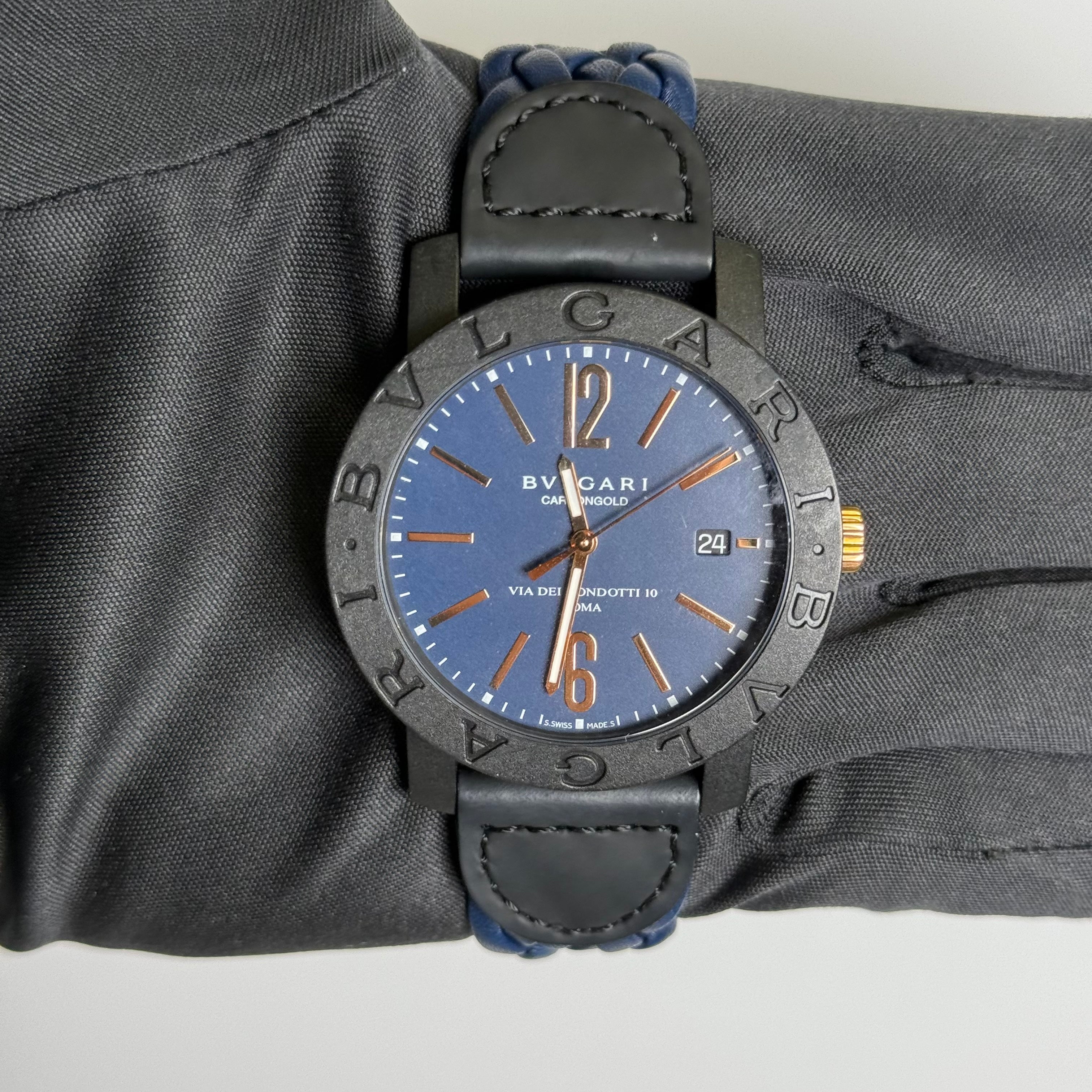 Bvlgari Bulagri 40mm Blue Dial Watch Ref# BB 40 CL - Happy Jewelers Fine Jewelry Lifetime Warranty
