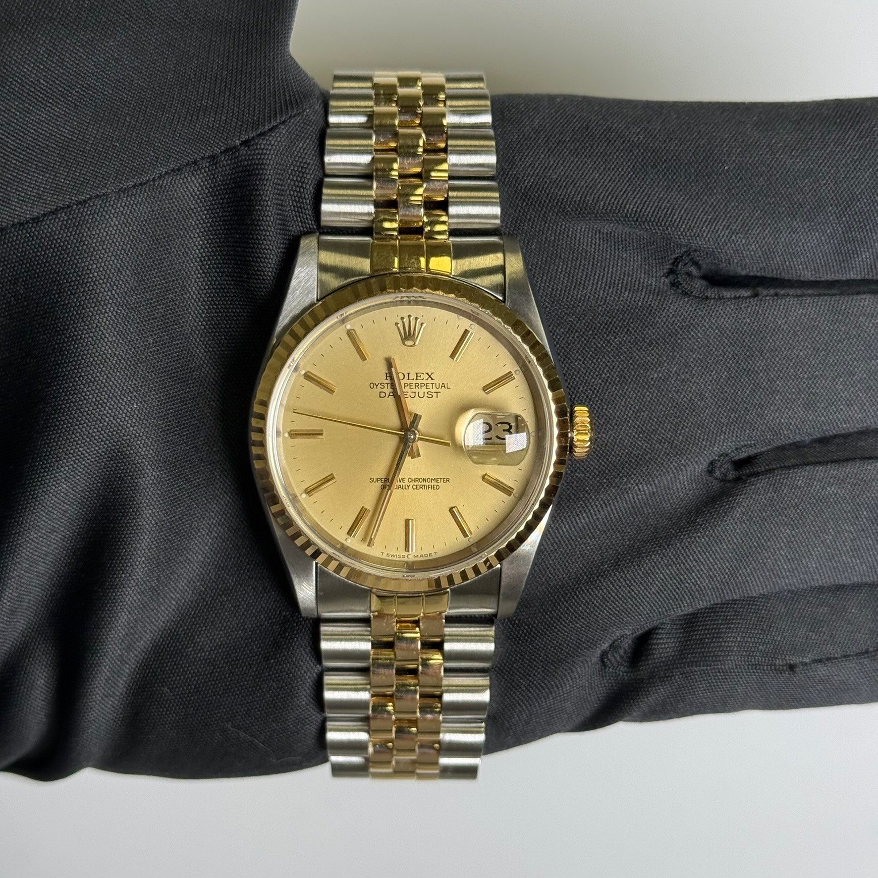 Rolex Datejust 36mm Champagne Dial Watch Ref# 16233 - Happy Jewelers Fine Jewelry Lifetime Warranty