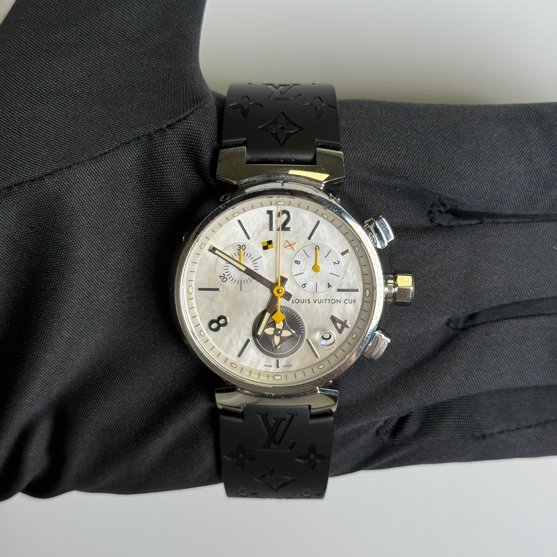 Louis Vuitton Tambour 32.5mm Brown Dial Watch Ref# QA071 - Happy Jewelers Fine Jewelry Lifetime Warranty