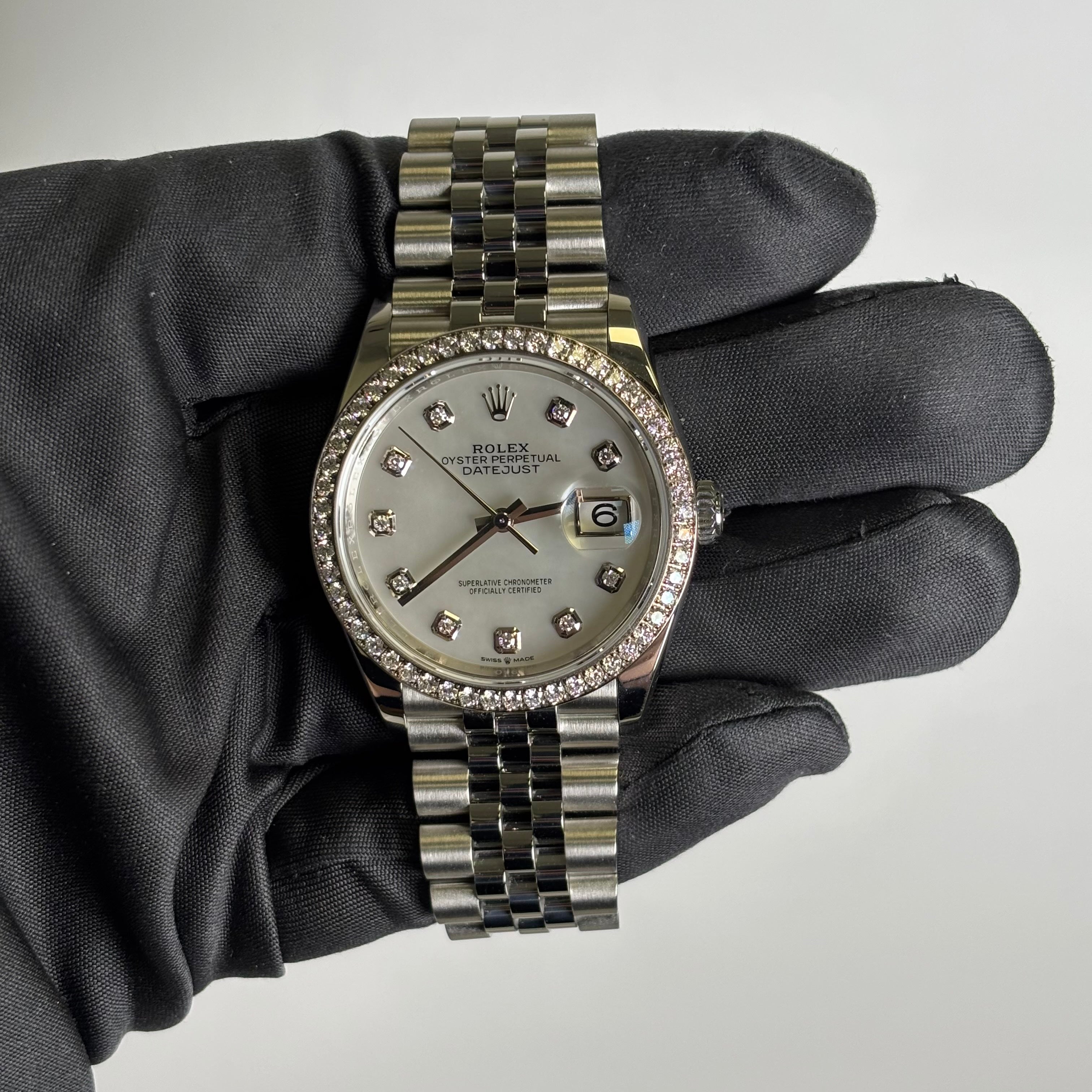 Rolex Datejust 36mm MOP Dial Watch Ref# 126284RBR - Happy Jewelers Fine Jewelry Lifetime Warranty