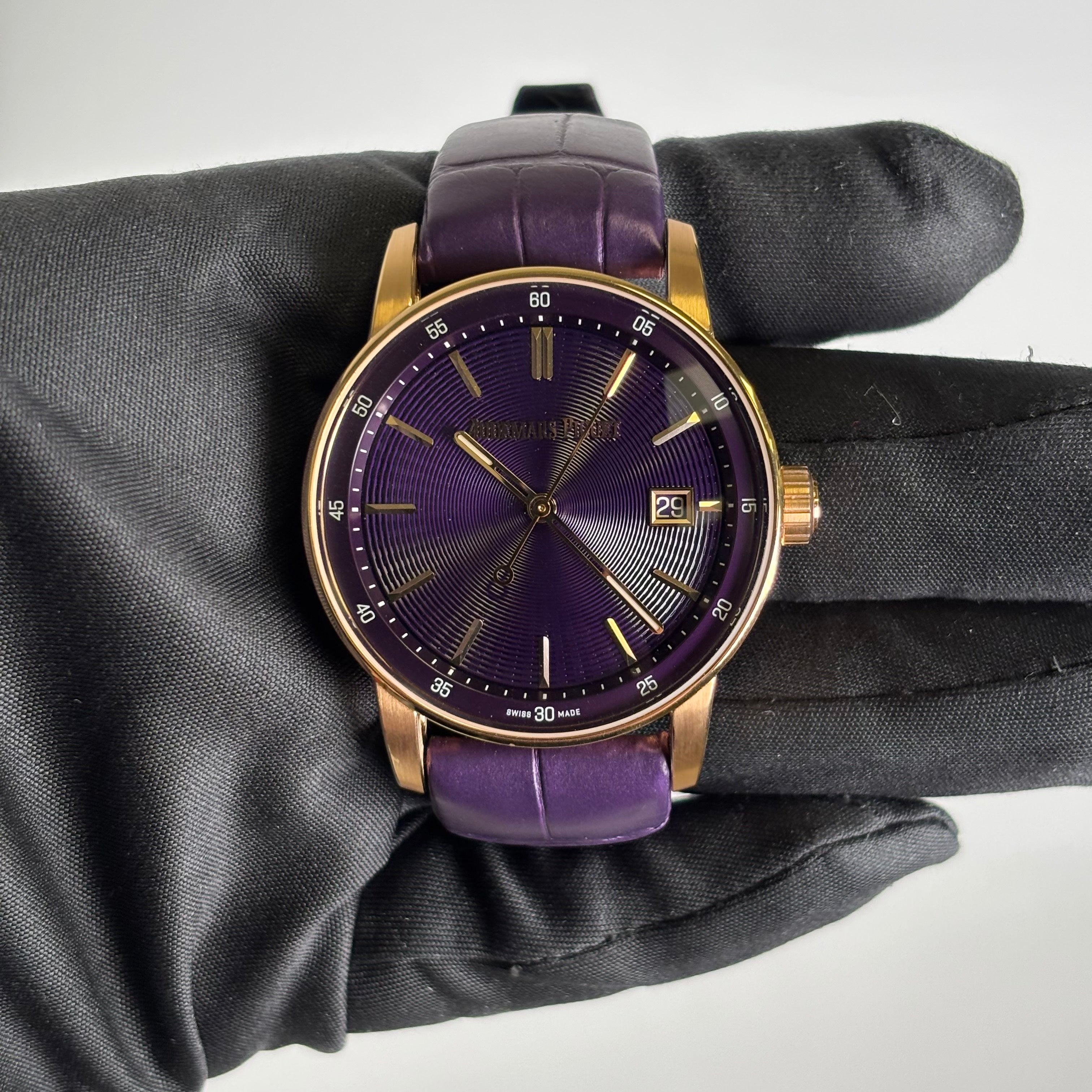 Audemars Piguet Code 11.59 41mm Purple Dial Watch Ref# 15210OR.OO.A616CR.01 - Happy Jewelers Fine Jewelry Lifetime Warranty
