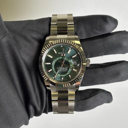 Rolex Sky-Dweller 42mm Green Dial Watch Ref# 336934 - Happy Jewelers Fine Jewelry Lifetime Warranty